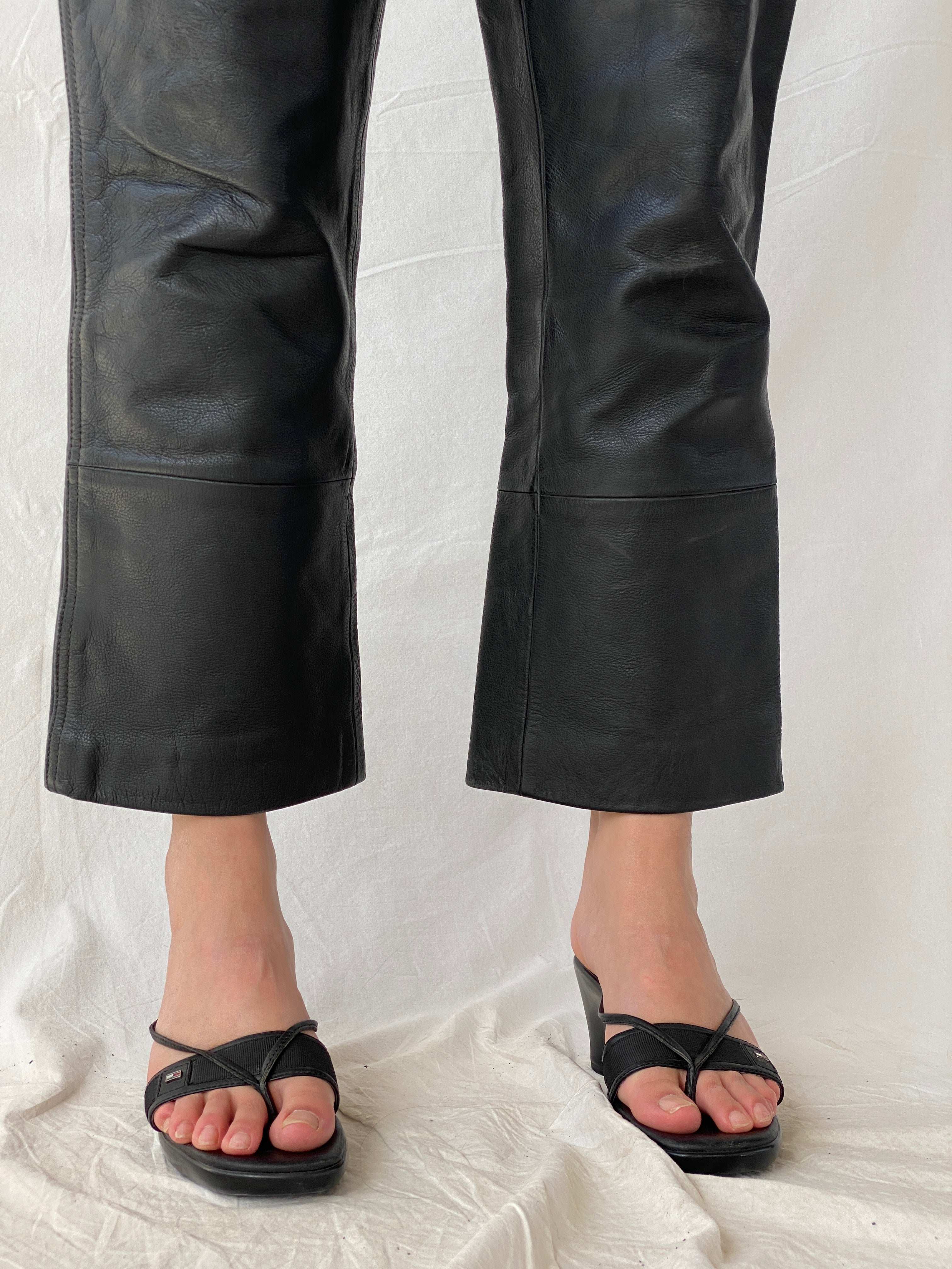 Vintage IXS Black Genuine Leather Motorcycle Pants - L