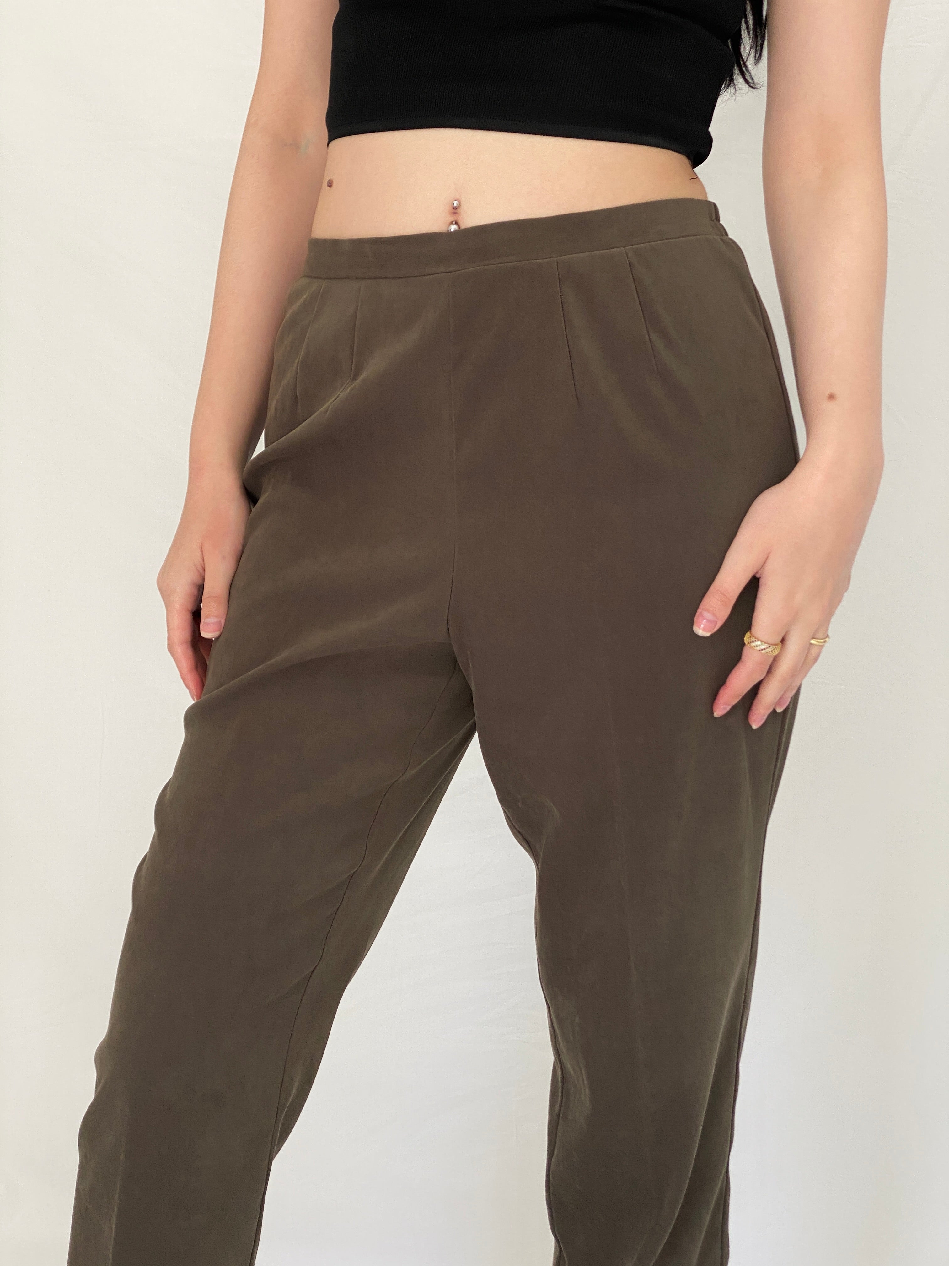 Vintage 90s Sag Harbor Dress Petite Olive Green Blazer & Pants Set Officecore Tailored Suit - M