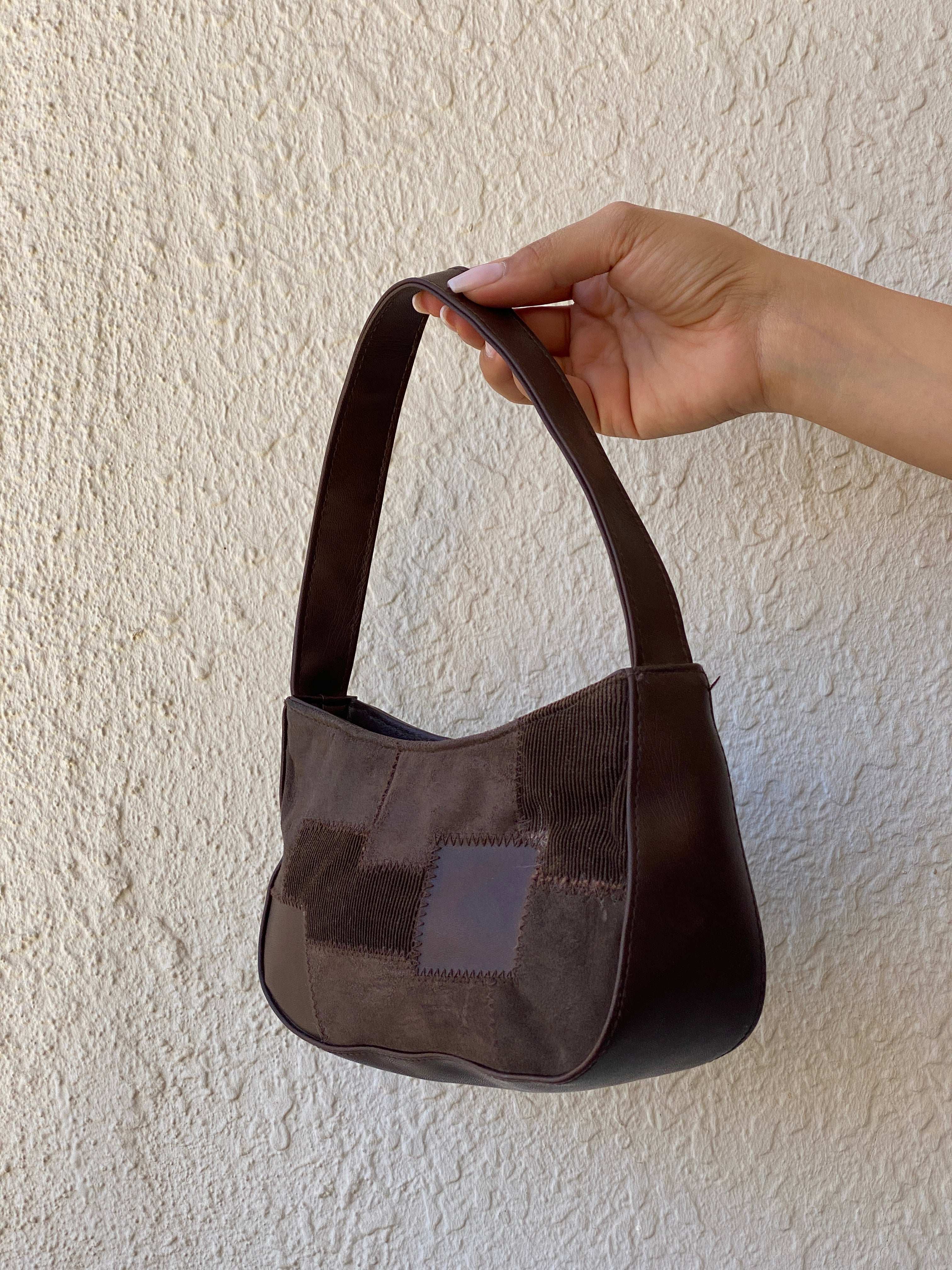 Y2k Mini Patchwork Brown Leather Bag - Balagan Vintage Mini handbag 00s, bag, handbag, NEW IN, shoulder bag