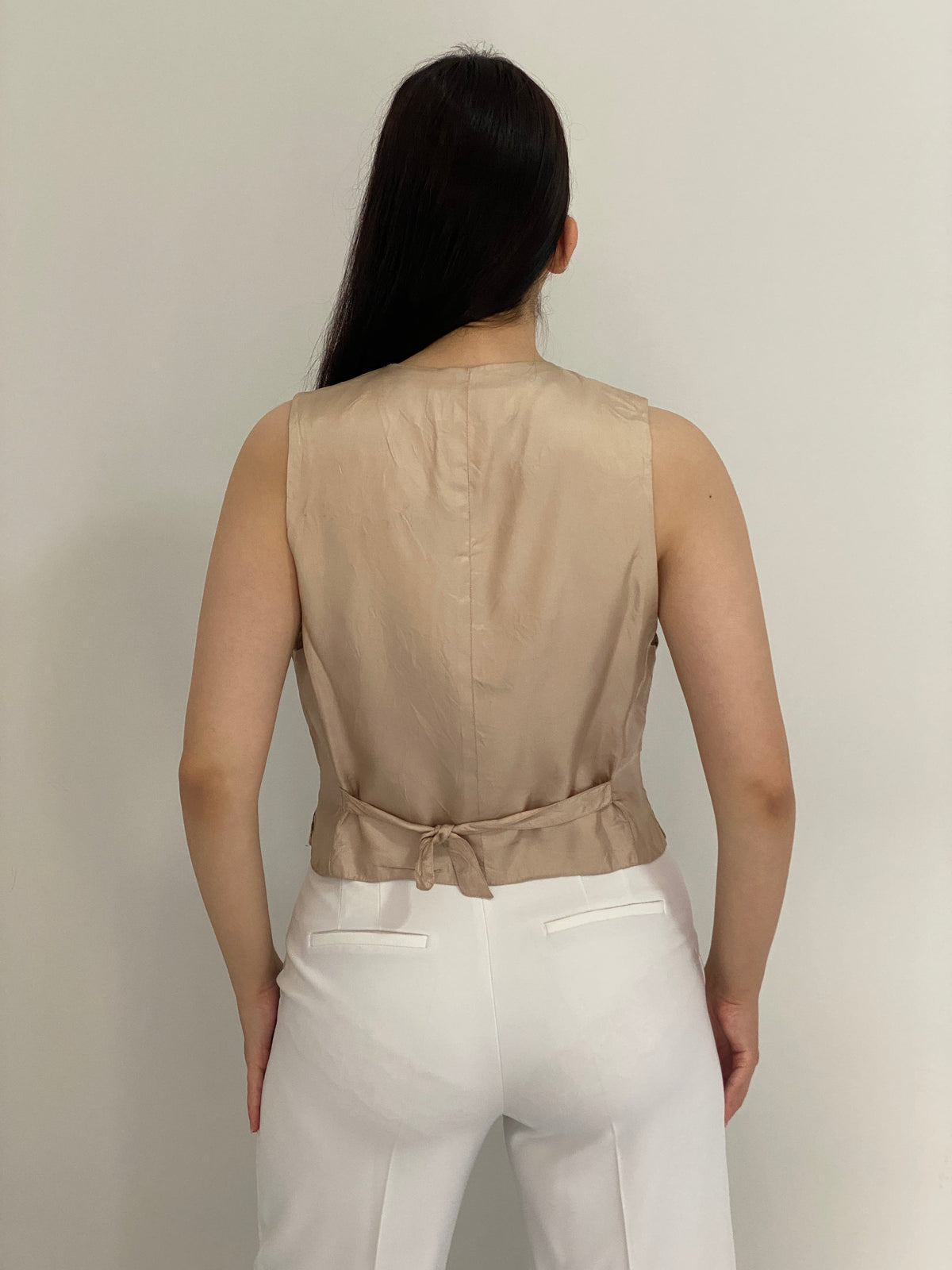 Vintage 90s Liz Claiborne Collection Beige Floral Tailored Vest – M