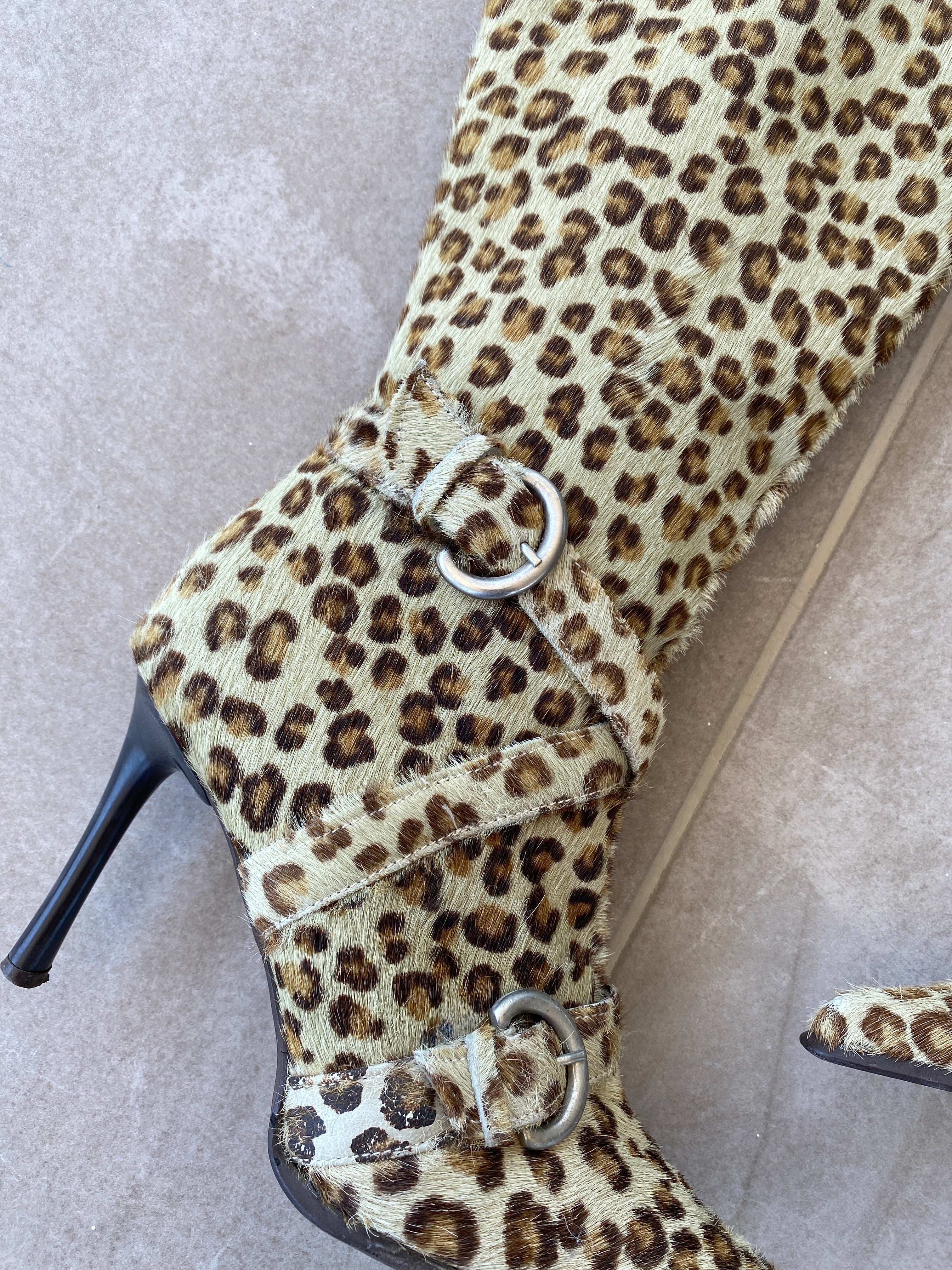 RIPA Italy Vintage Cheetah Leopard Print High Heel Boots