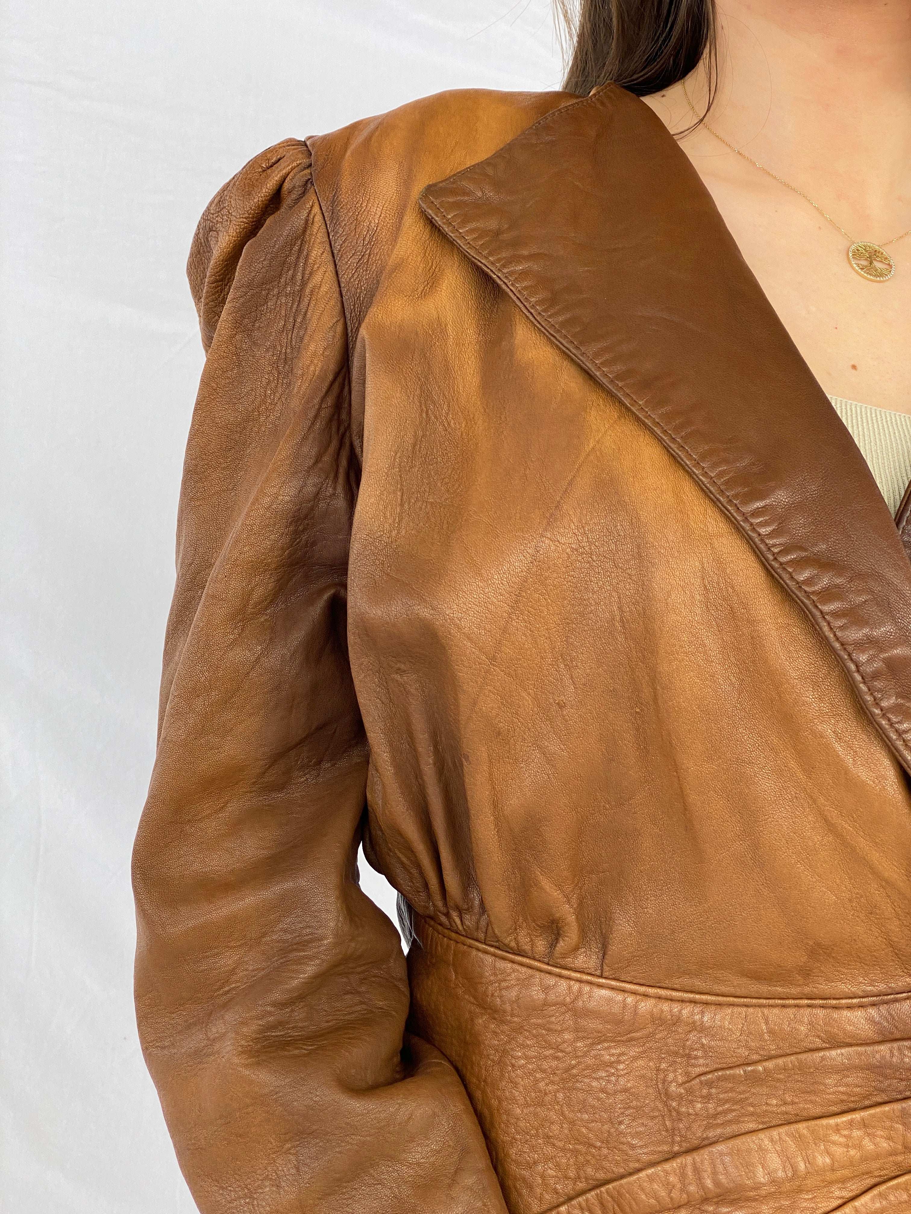 Statement Vintage Expresso Genuine Leather Jacket - Size M - Balagan Vintage Leather Jacket 00s, 90s, brown leather, genuine leather jacket, Mira, NEW IN