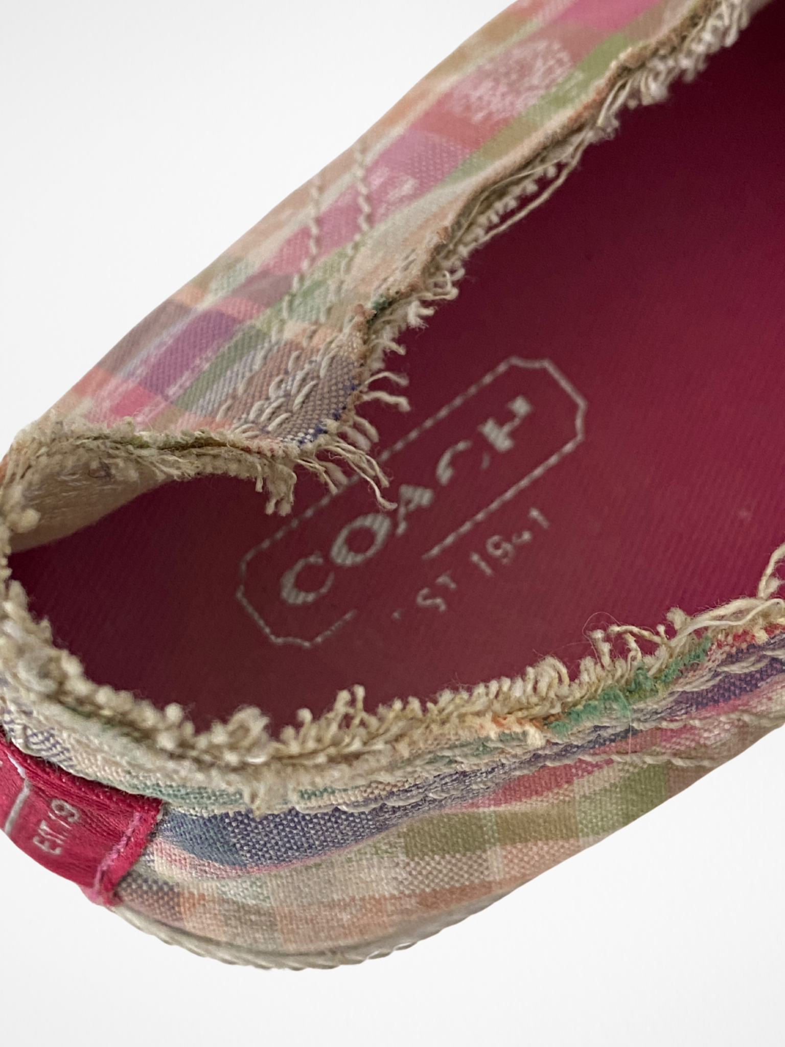 Coach Pink Plaid Distressed Slip-On Sneakers – 38.5 EU