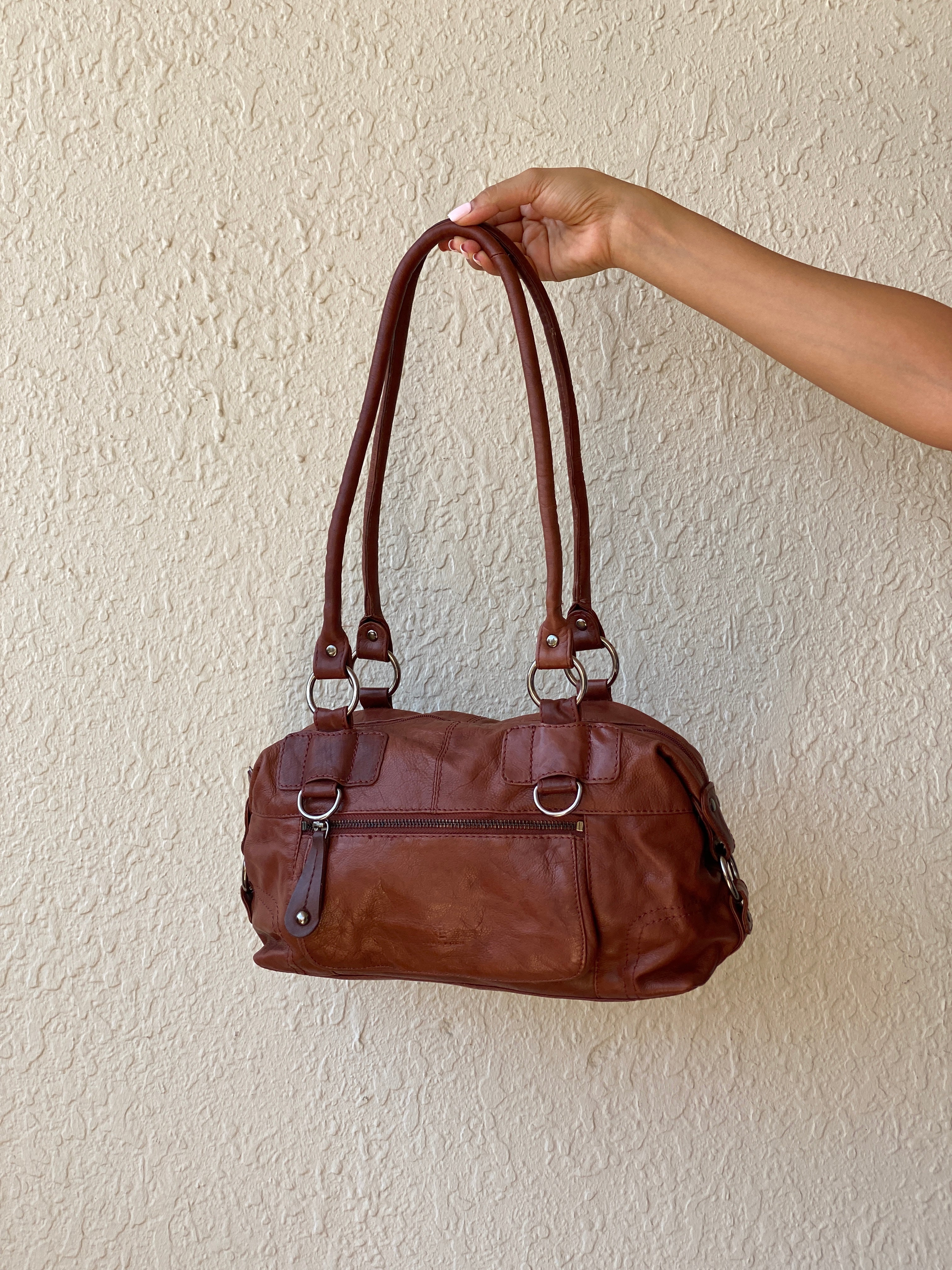 Vintage Jens Koch Cognac Brown Genuine Leather Shoulder Bag
