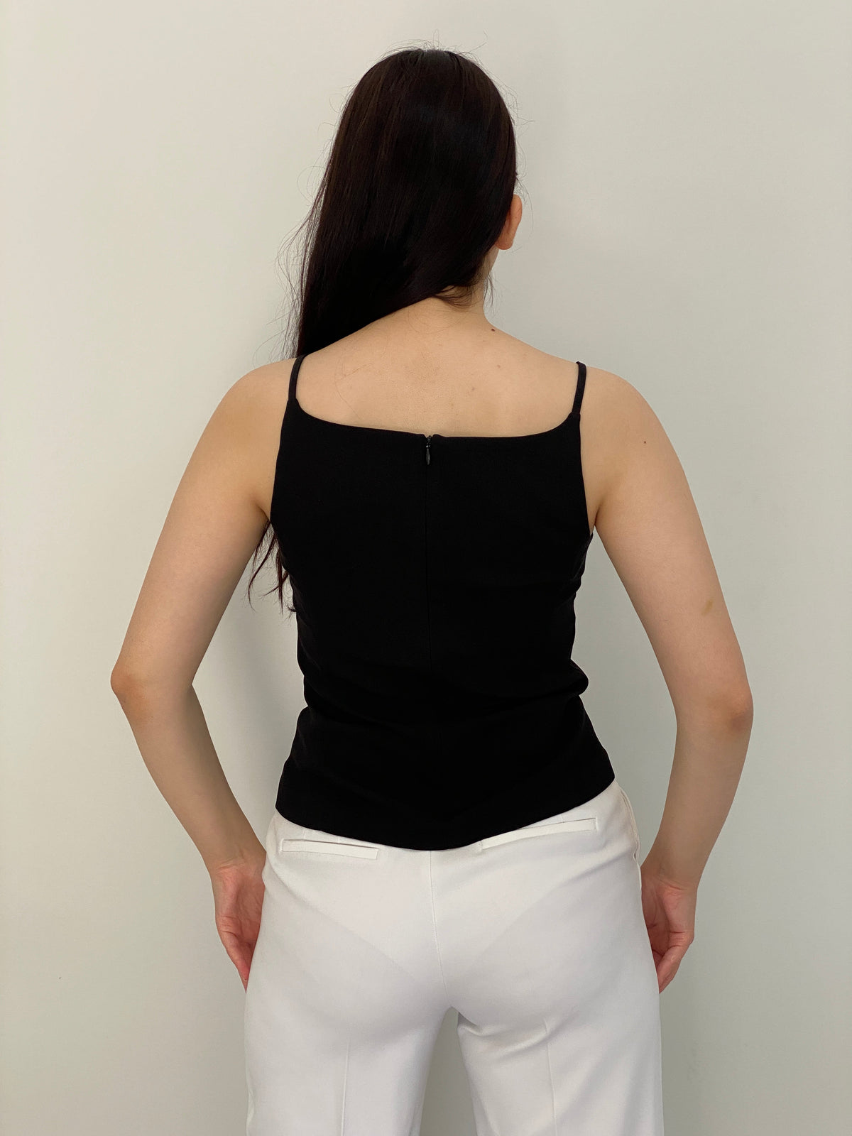 Vintage 90s Camaïeu Black Square Neck Minimalist Camisole Top –  S
