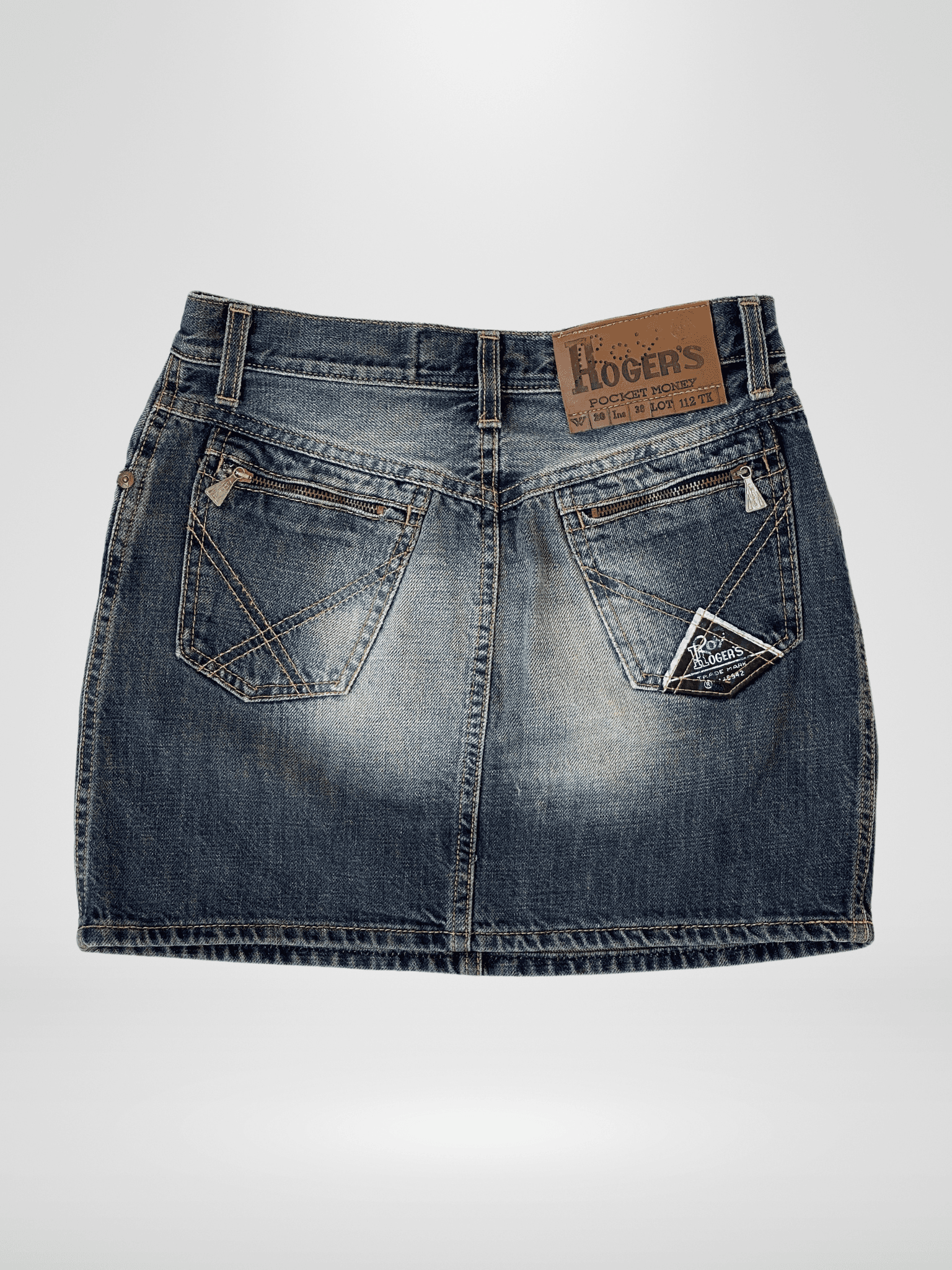 Y2K Distressed Roger‘s Mini Denim Skirt - S