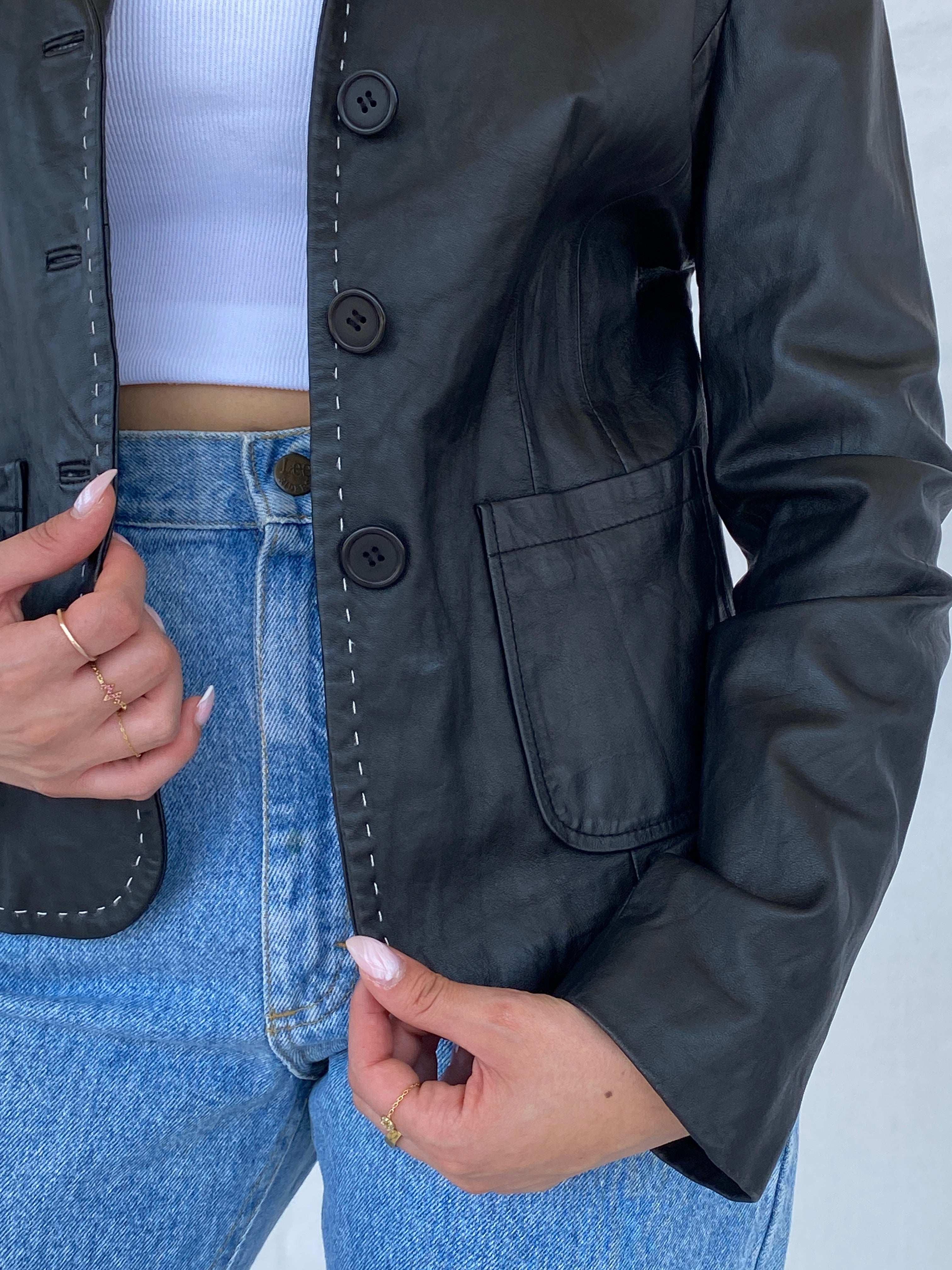Vintage Gaddis Genuine Leather Blazer Size M - Balagan Vintage Leather Jacket 90s, black leather, Juana, leather blazer, leather jacket, winter