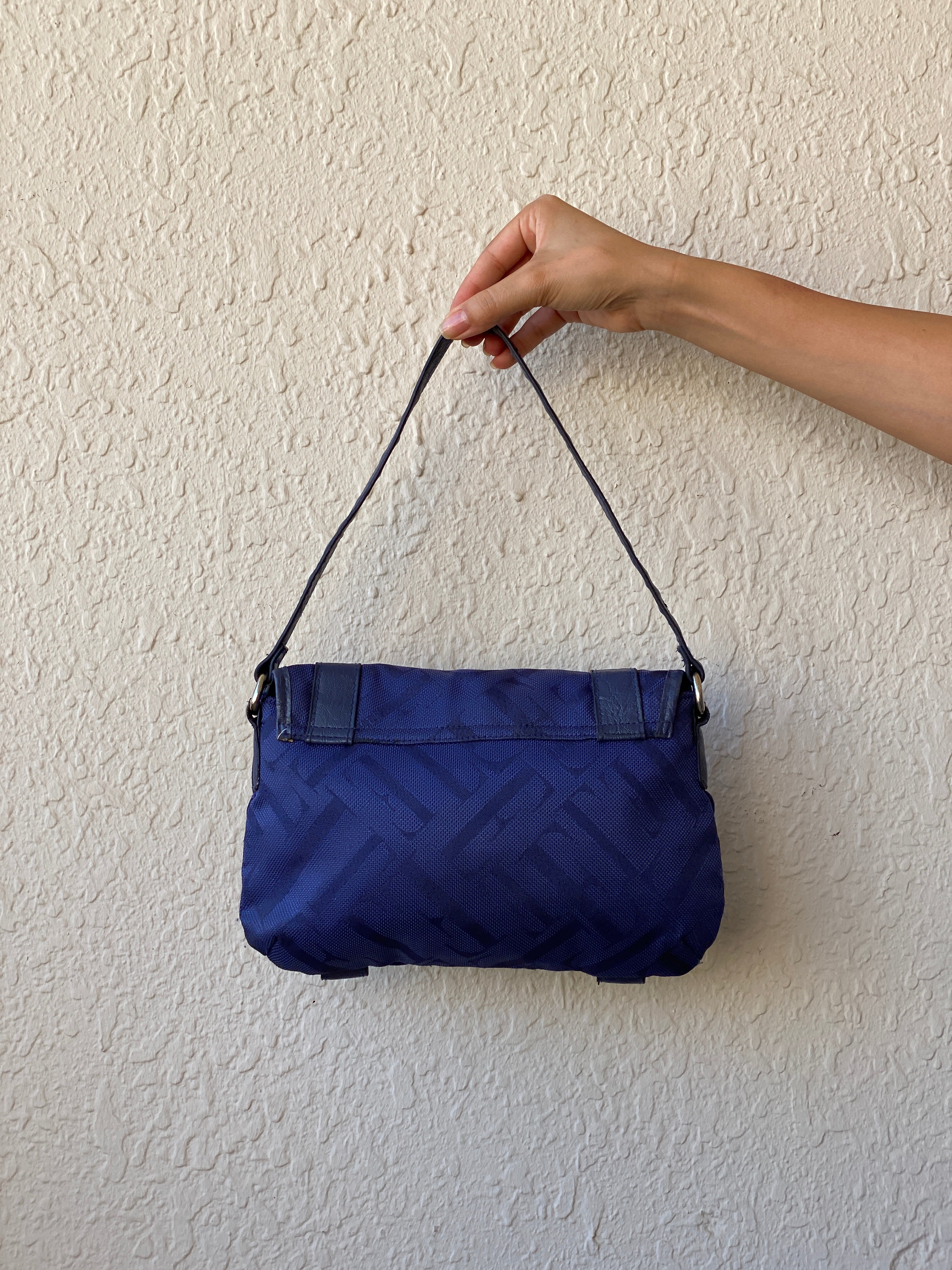 Everyday Elle Navy Blue Shoulder Bag With Buckle Detail & Adjustable Strap