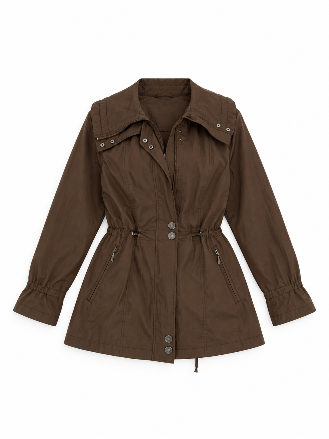 Y2K Opal Woman Chocolate Brown Lightweight Utility Trench Coat – L