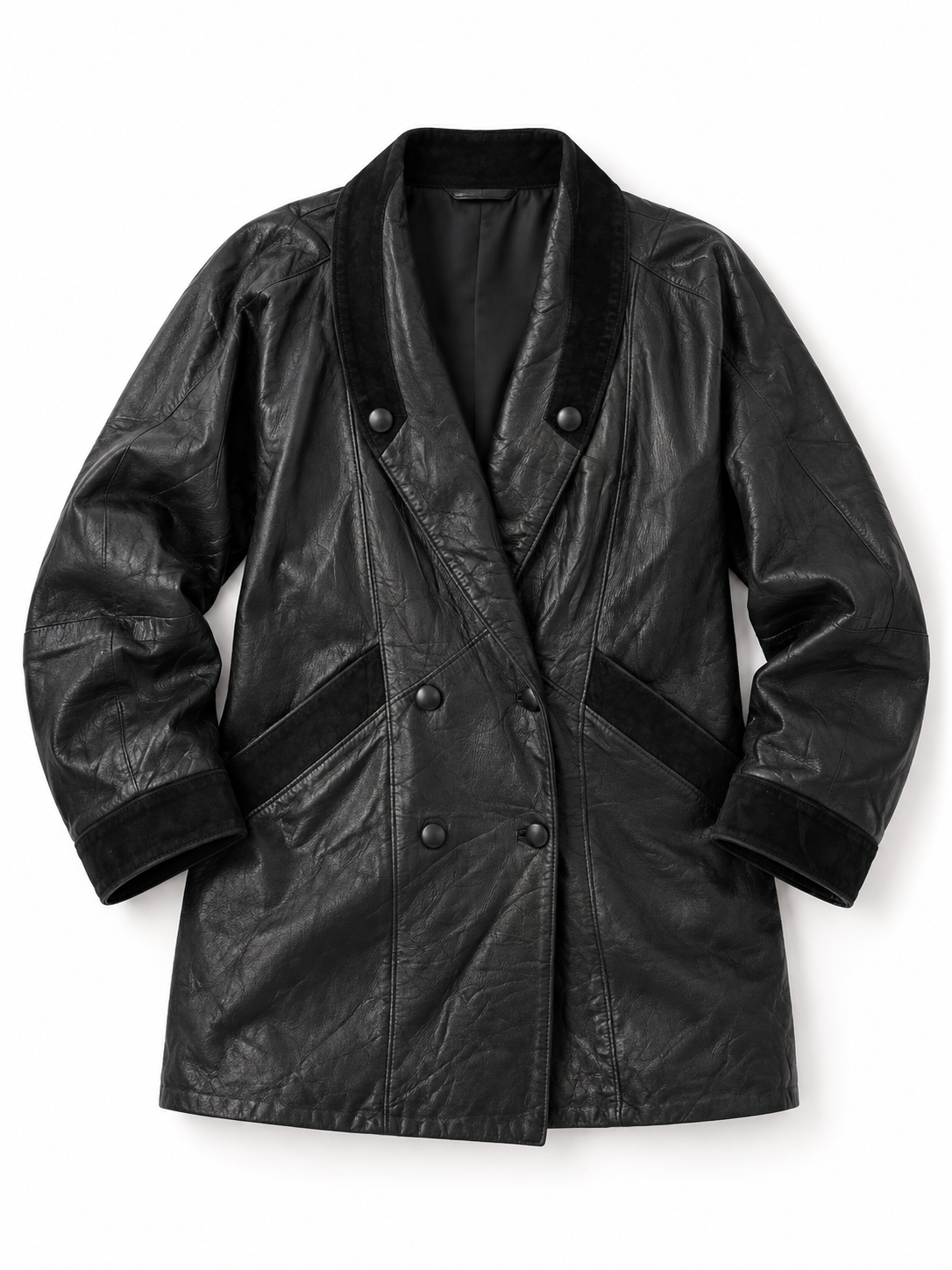 Vintage 80s Lekka’s Leatherwear Genuine Black Leather Oversized Coat - M