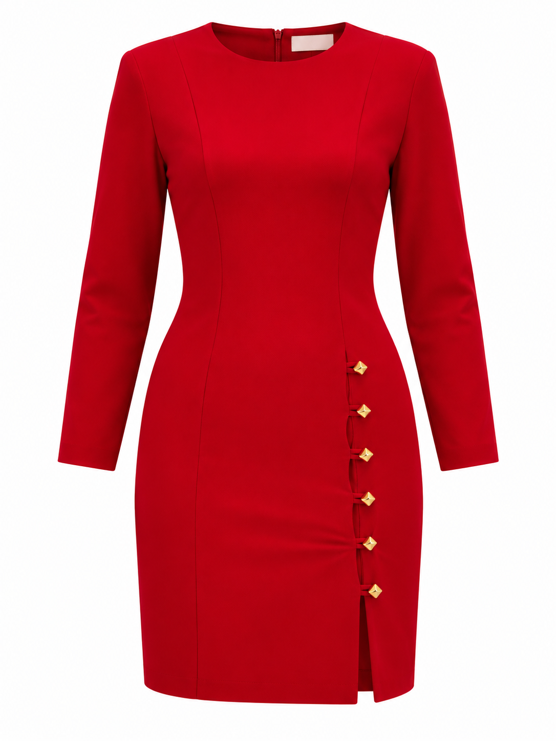 Vintage Petite Sophisticate Red Fitted Bodycon Date Night Dress - S
