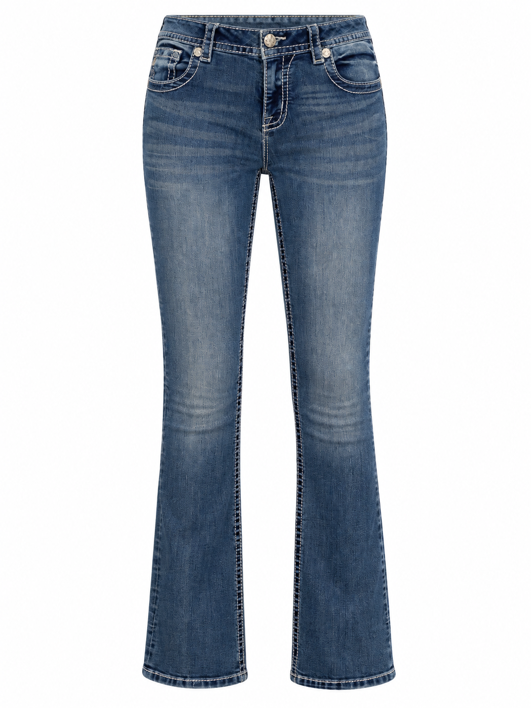 Vintage Y2K Miss Me Medium Wash Embroidered Low-Rise Bootcut Jeans - 38EUR
