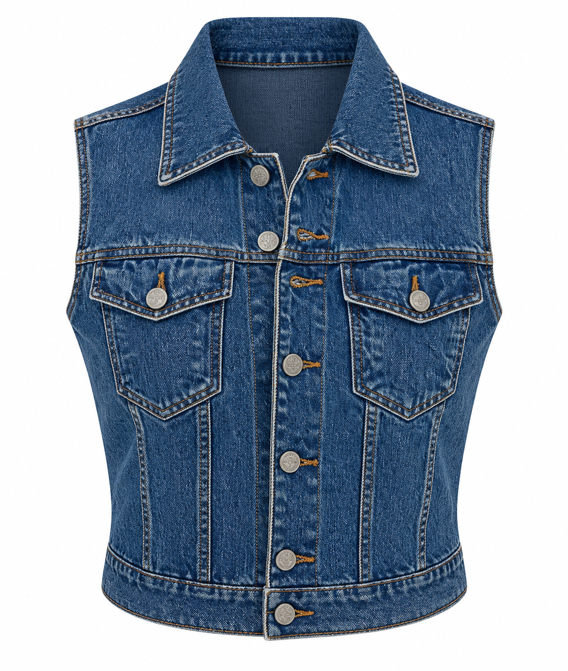 Vintage 90s Calvin Klein Jeans Blue Cotton Denim Cropped Vest - M