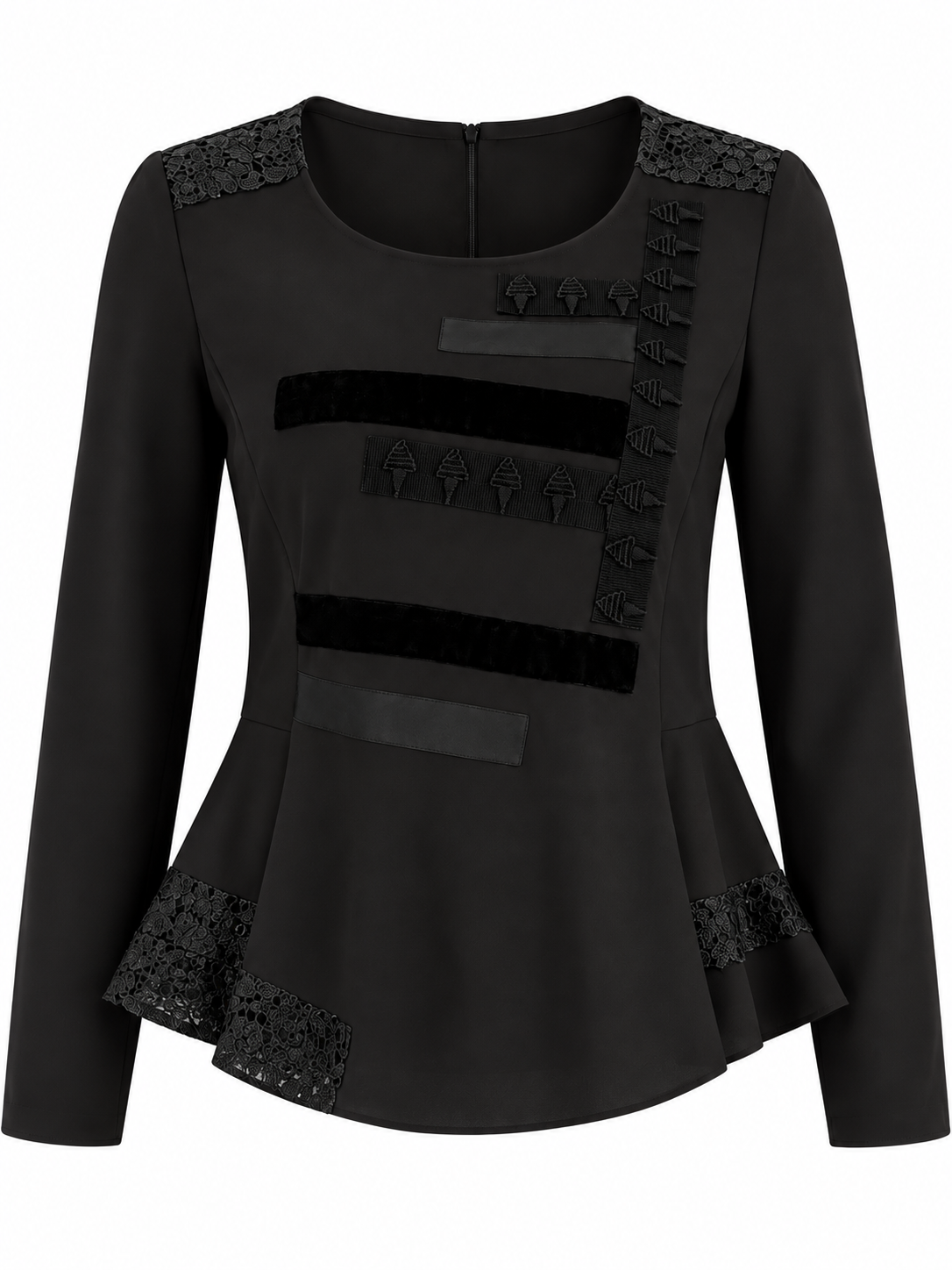 Vintage SÃO PAULO Black Sequin Patched Peplum Evening Top – S