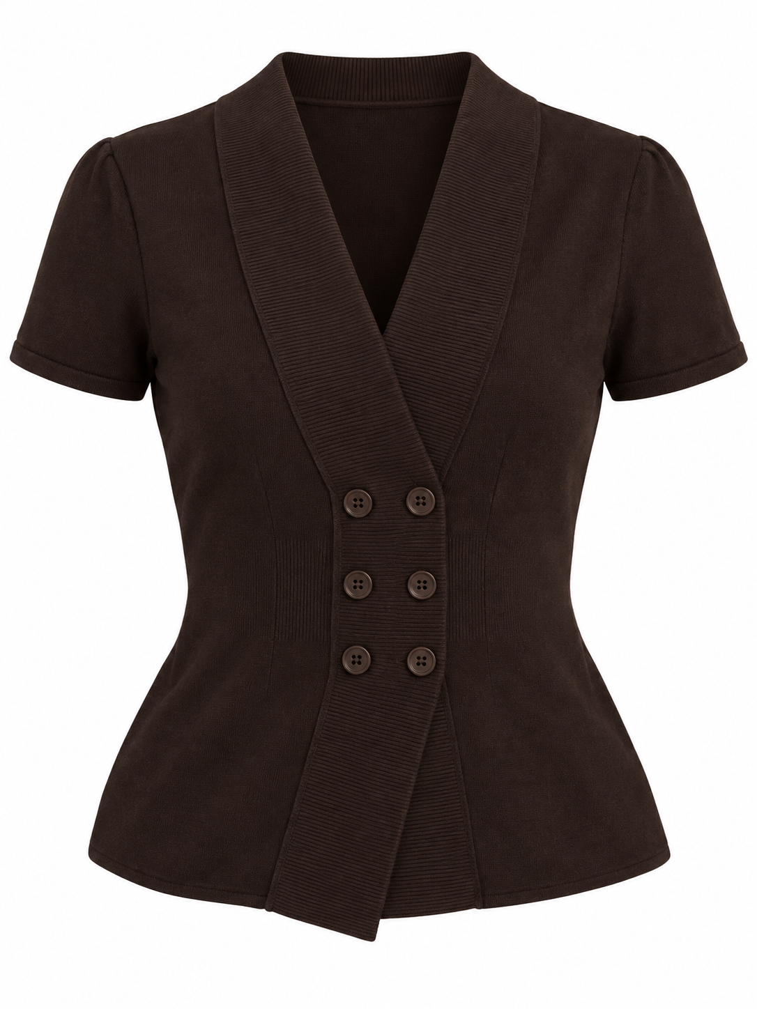 Y2K s.Oliver Selection Dark Brown Double-Breasted Knit Top - S