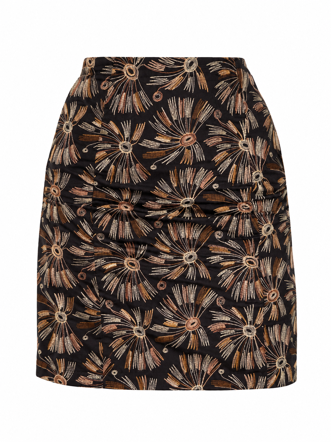 Vintage 90s Talbots Petites Black & Gold Embroidered Cotton Mini Skirt – M