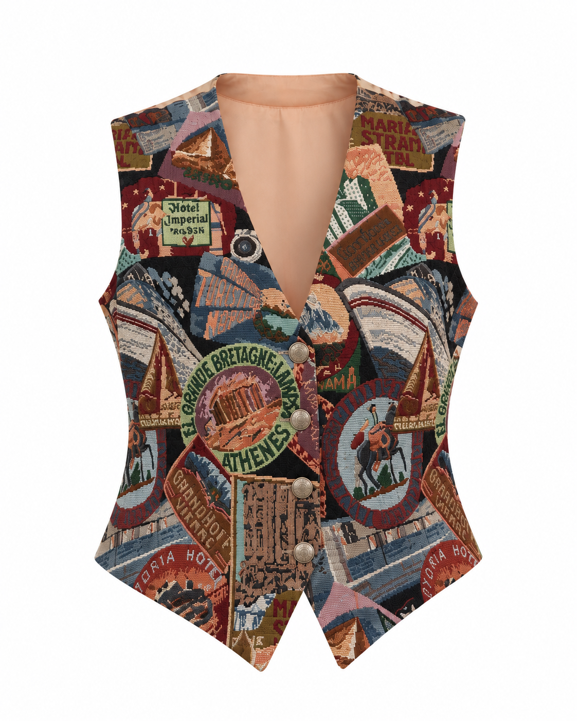 Vintage 90s CLIO Multicolor Cotton Rayon Travel Tapestry Vest – M