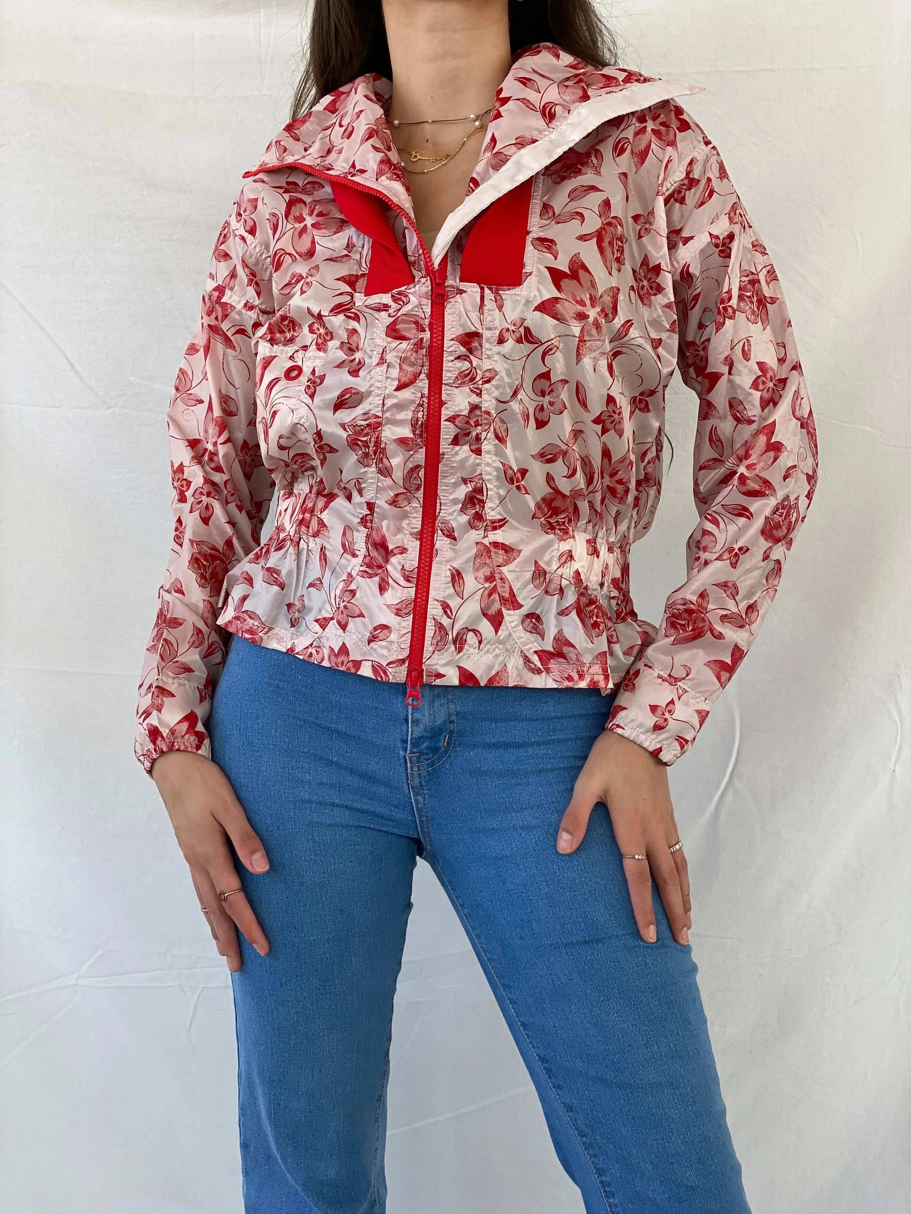 Adidas X Stella McCartney Floral Red Track Windbreaker Jacket - S - Balagan Vintage Windbreaker Jacket 00s, Coats&Jackets, Mira, vintage, vintage windbreaker, windbreaker, windbreaker jacket, women, Women's Windbreaker Jackets
