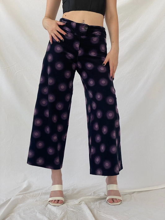 Art Ateliers Rare Toggery Wide Leg Black & Purple Corduroy Pants - M - Balagan Vintage Corduroy Pants 90s, Ayah, corduroy pants, vintage pants, women pants