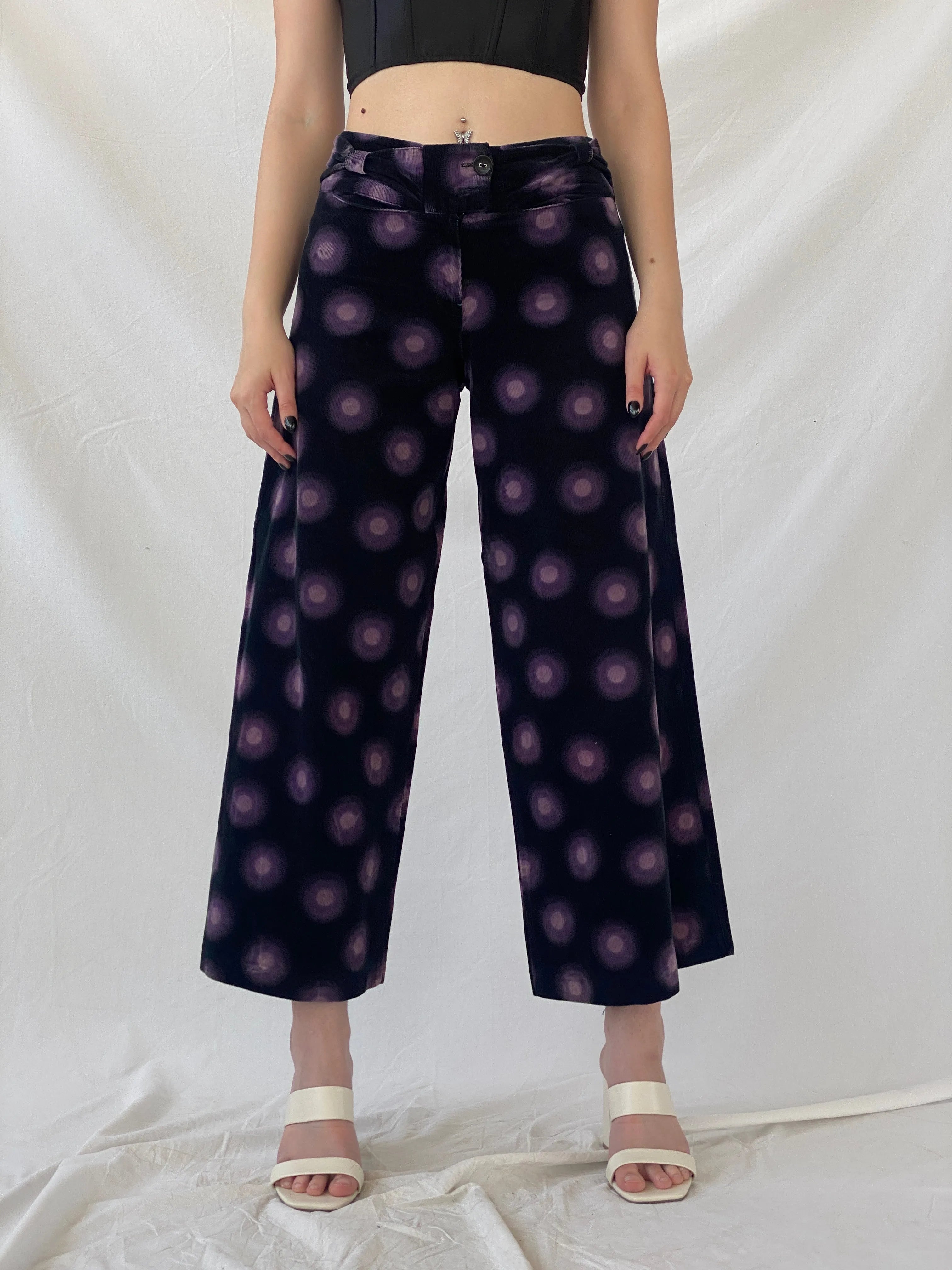Art Ateliers Rare Toggery Wide Leg Black & Purple Corduroy Pants - M - Balagan Vintage Corduroy Pants 90s, Ayah, corduroy pants, NEW IN, vintage pants, women pants