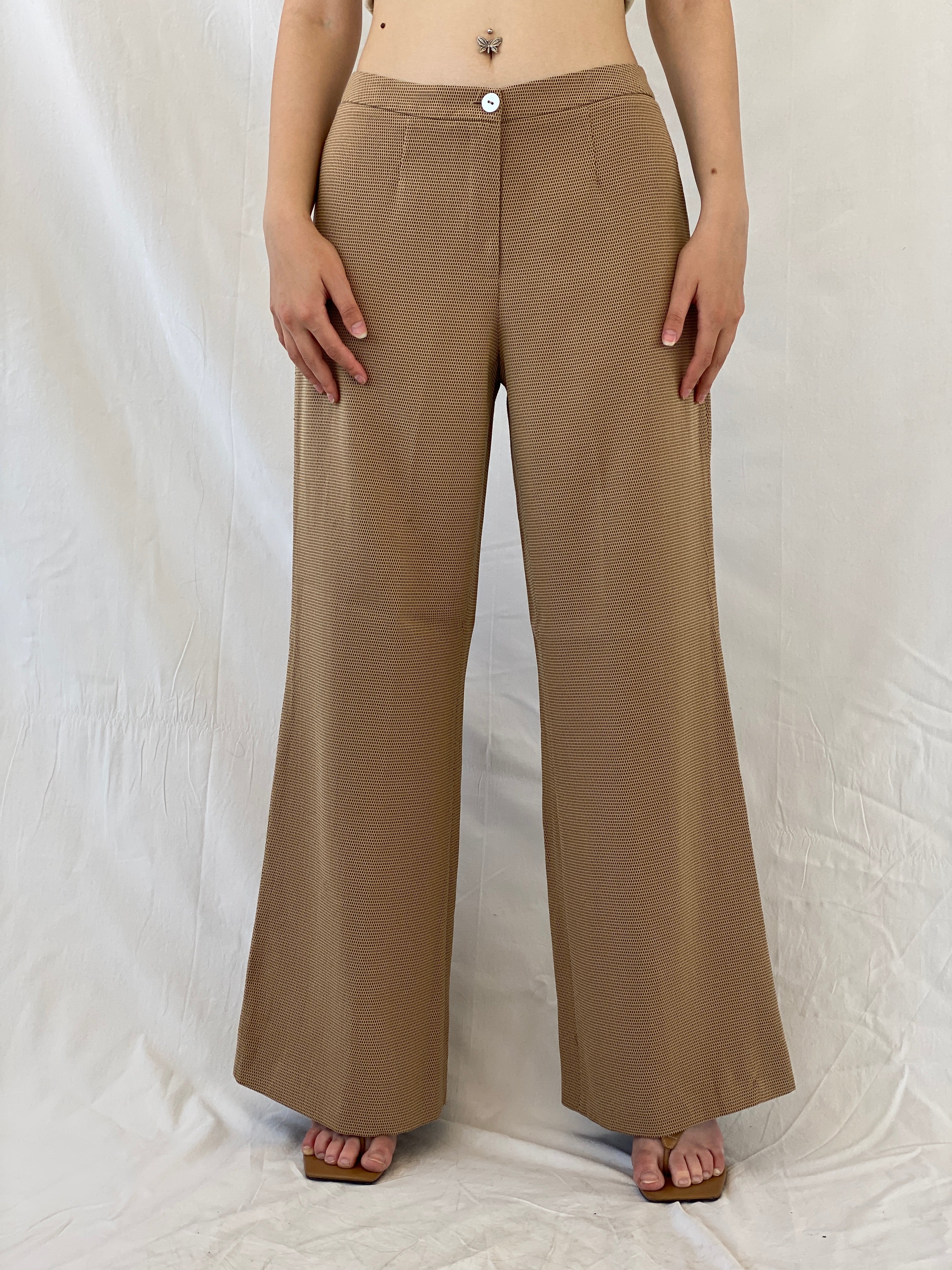 Ashley Brooke Designer Mode Beige Wide Leg Trousers Mid Rise Pants - L - Balagan Vintage Pants 00s, Ayah, NEW IN, Office core, pants, winter
