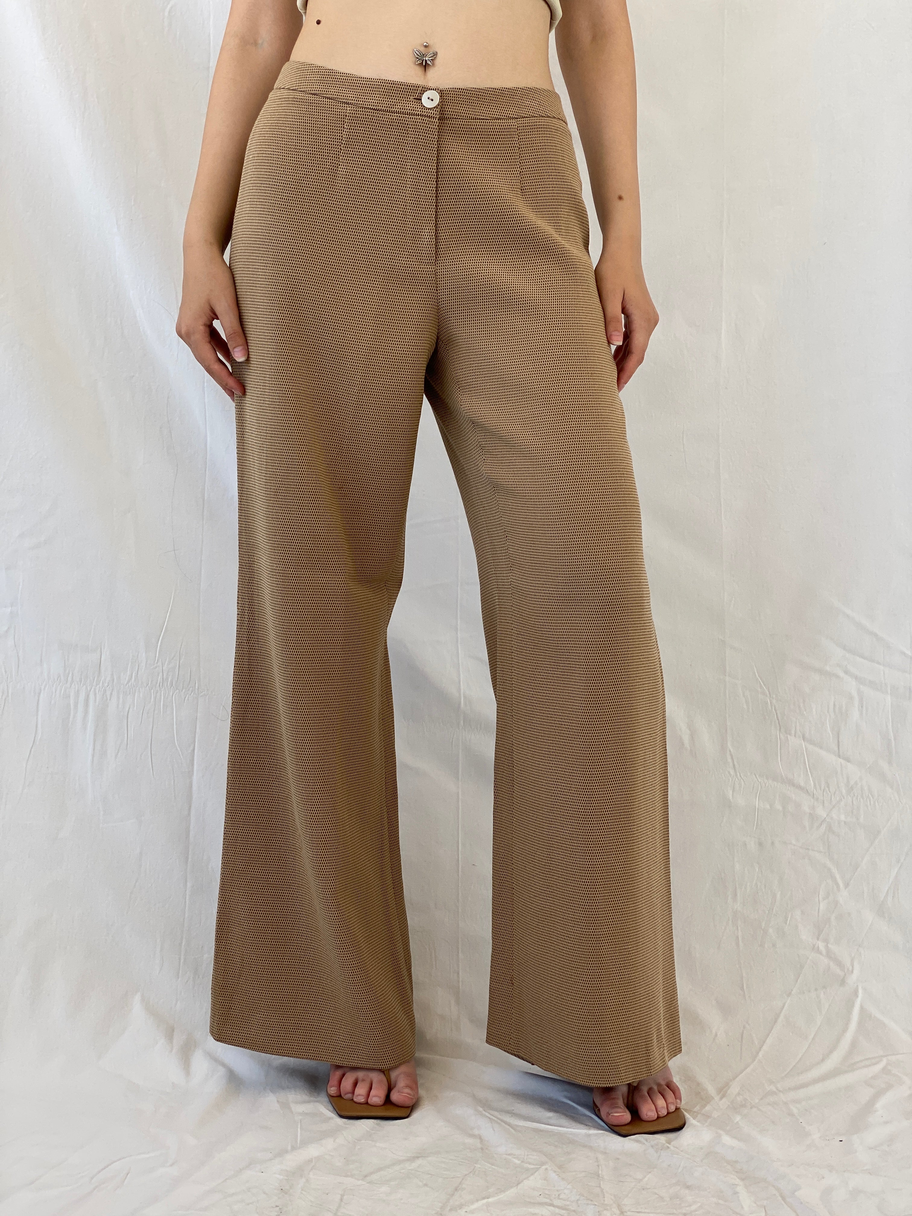 Ashley Brooke Designer Mode Beige Wide Leg Trousers Mid Rise Pants - L - Balagan Vintage Pants 00s, Ayah, NEW IN, Office core, pants, winter