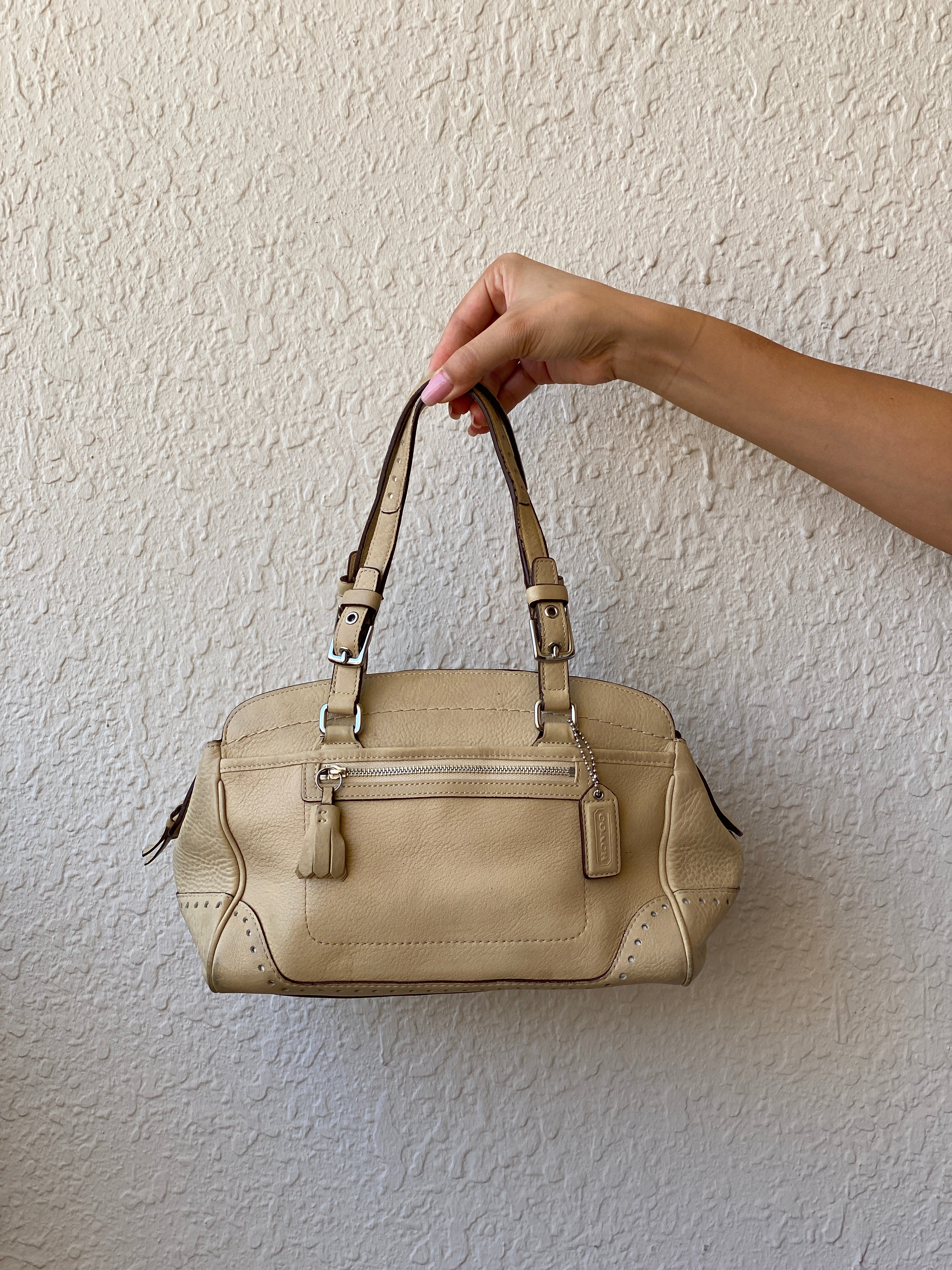 Authentic Coach Hampton Satchel Cream Leather Shoulder Bag - Balagan Vintage Shoulder Bag 00s, 90s, bag, NEW IN, shoulder bag, summer, Y2K