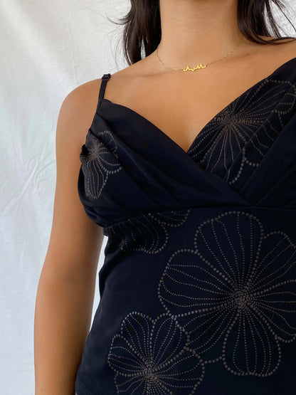 Beautiful 90s Chain Reaction Floral Black Cami - M - Balagan Vintage Cami 00s, Cami, floral top, Lana, summer