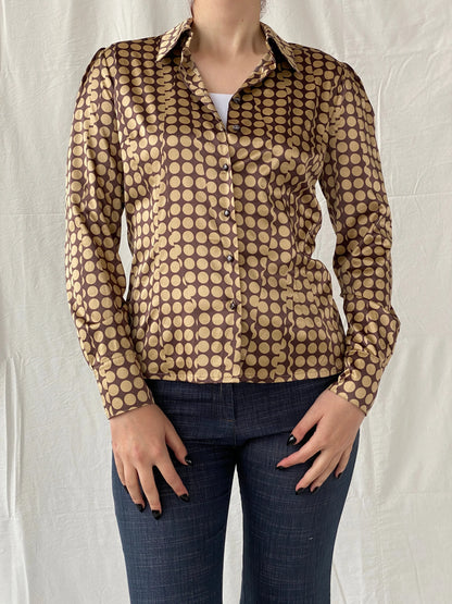 Beautiful Apart Brown Beige Polka Dot Buttoned Long Sleeve Women’s Shirt - S - Balagan Vintage Full sleeve Shirt 00s, Ayah, full sleeve shirt, shirt, women shirt
