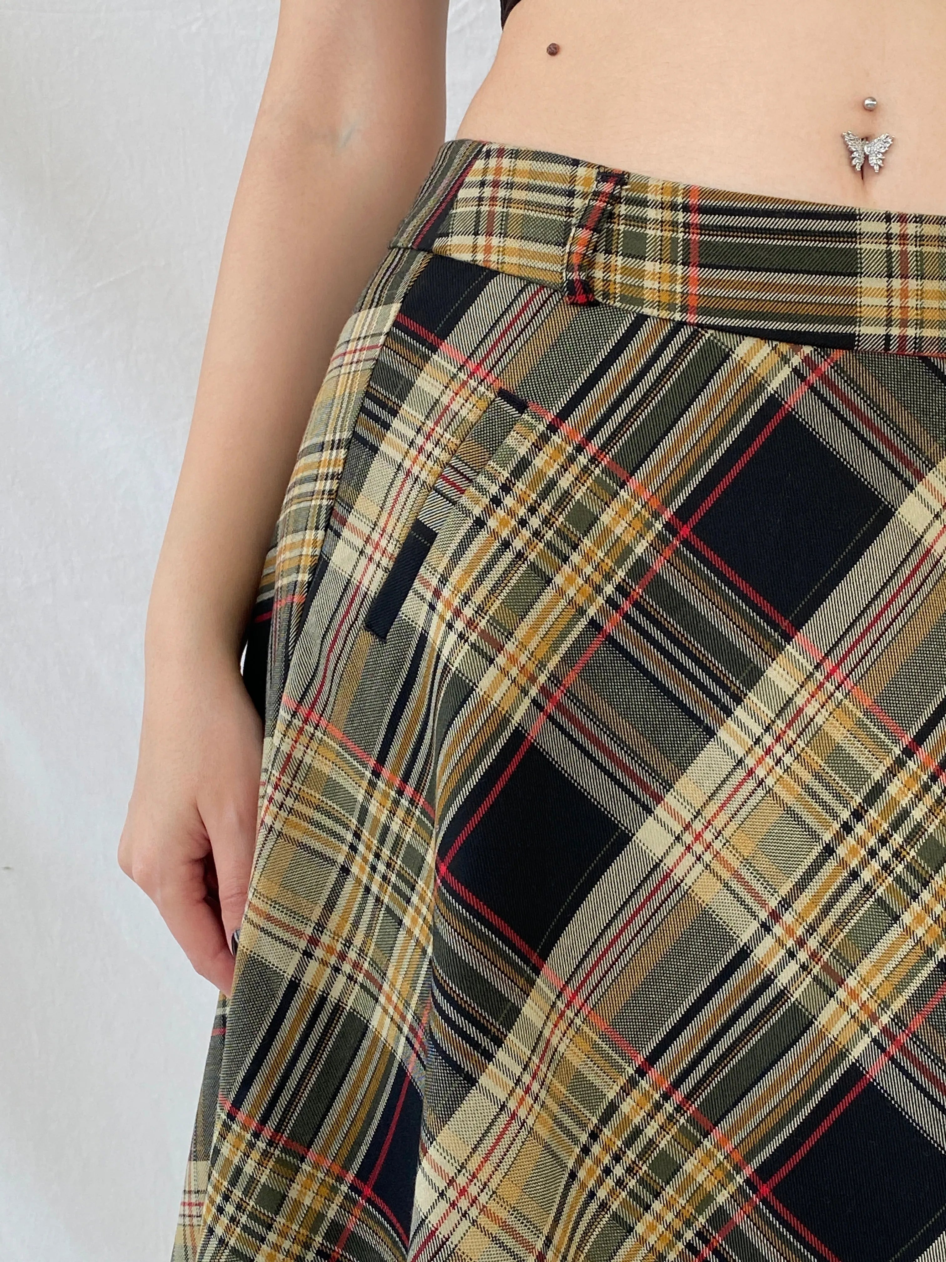 Beautiful Fusion Plaid Flannel Yellow Black Women’s Tartan Short Skirt - M - Balagan Vintage Midi Skirt Ayah, midi skirt, NEW IN, plaid, plaid skirt, striped, winter