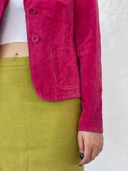 Beautiful Josephine & CO Women’s Genuine Suede Pink Blazer Jacket - M - Balagan Vintage Leather Jacket Ayah, Coats&Jackets, genuine leather, genuine leather jacket, leather jacket, Women's Blazers, Women's Leather Jackets