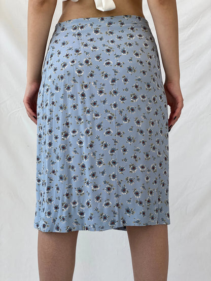 Beautiful Marks & Spenser Floral Blue Midi Wrap Fairycore Skirt - L - Balagan Vintage Midi Skirt Ayah, floral, midi skirt, skirt