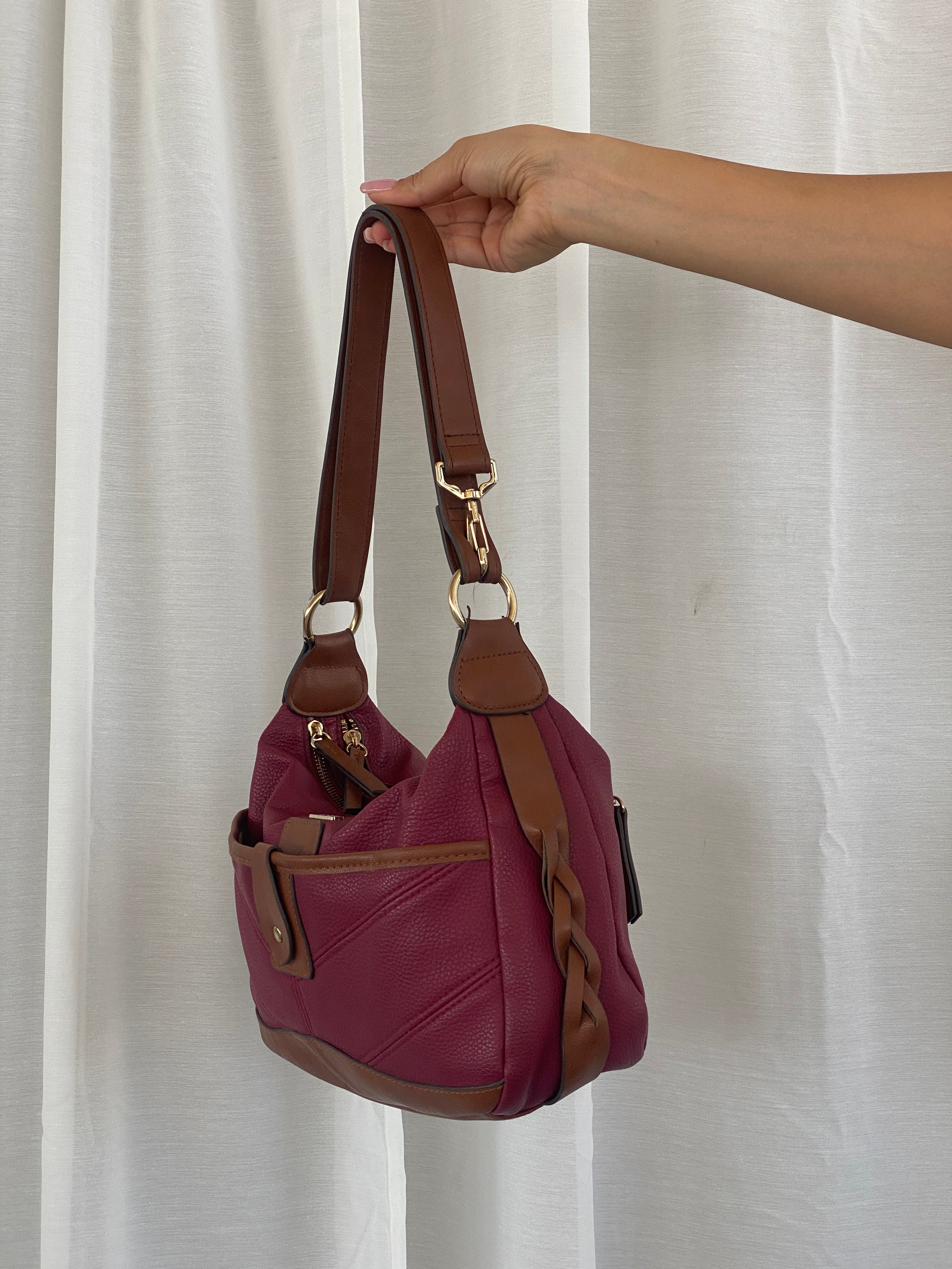 Beautiful Rosetti Purse Purple & Brown Everyday Shoulder Bag - Balagan Vintage Handbags 00s, 90s, bag, NEW IN, red leather, shoulder bag, Y2K