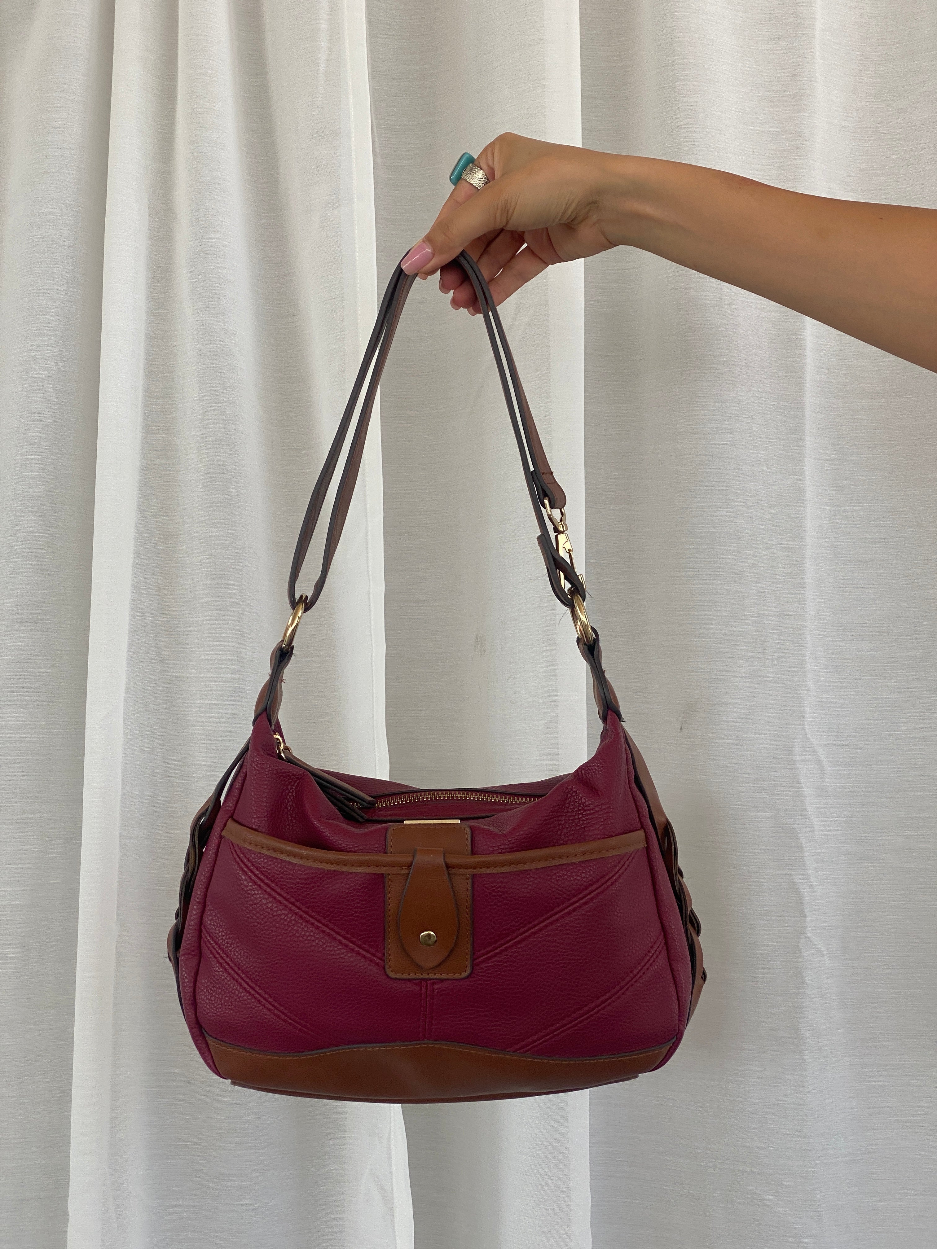 Beautiful Rosetti Purse Purple & Brown Everyday Shoulder Bag - Balagan Vintage Handbags 00s, 90s, bag, NEW IN, red leather, shoulder bag, Y2K