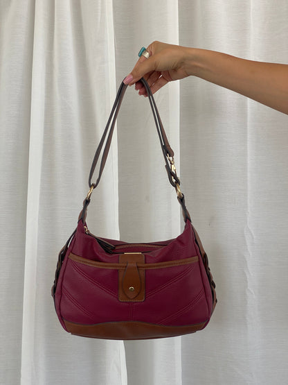 Beautiful Rosetti Purse Purple & Brown Everyday Shoulder Bag - Balagan Vintage Handbags 00s, 90s, bag, NEW IN, red leather, shoulder bag, Y2K