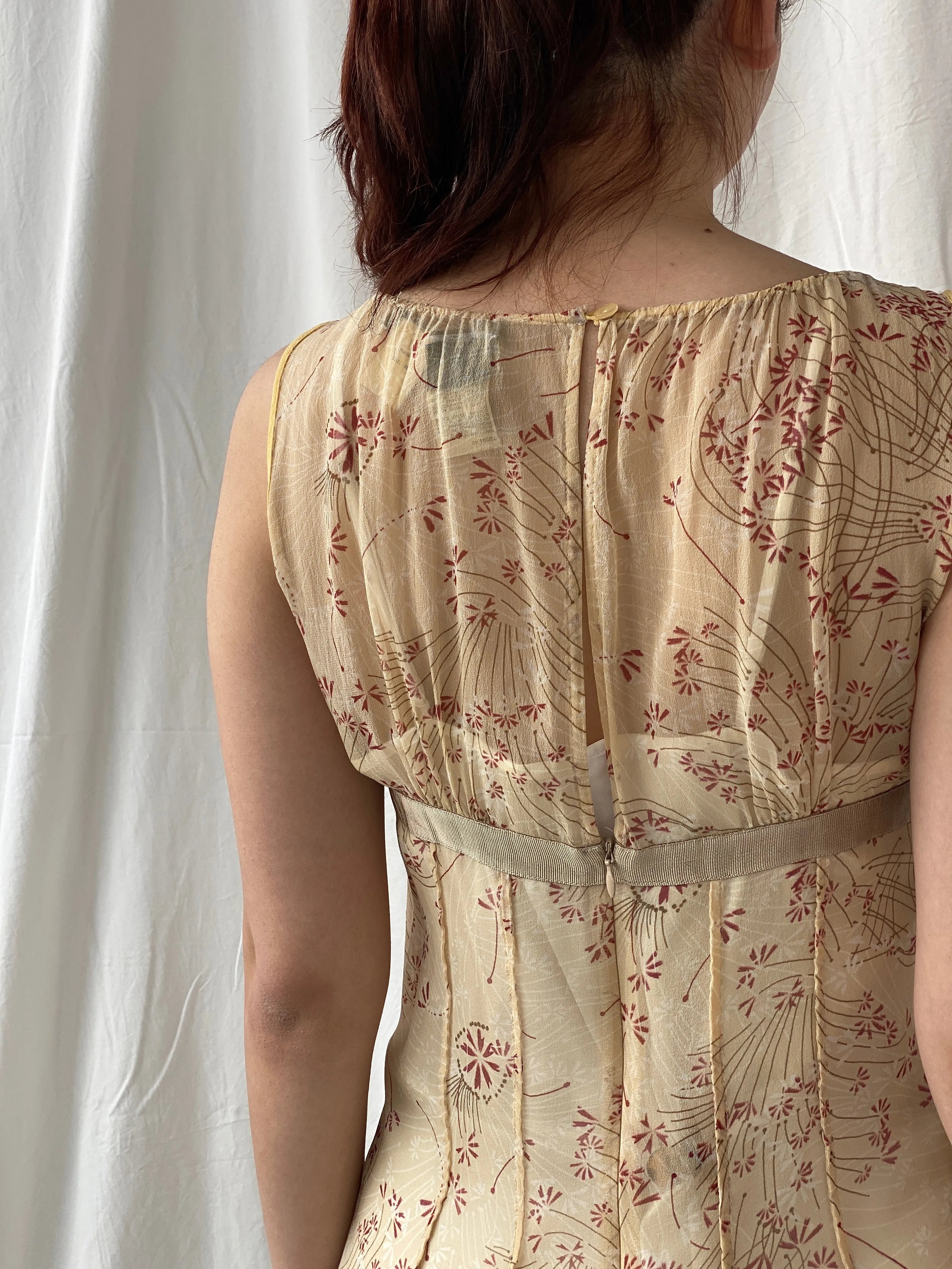 Beautiful Sportmax Code by Max Mara Yellow Floral Sleeveless Coquette Silk Sheer Dress - S - Balagan Vintage Midi Dress Ayah, dress, floral dress, midi dress, rare find, rare vintage