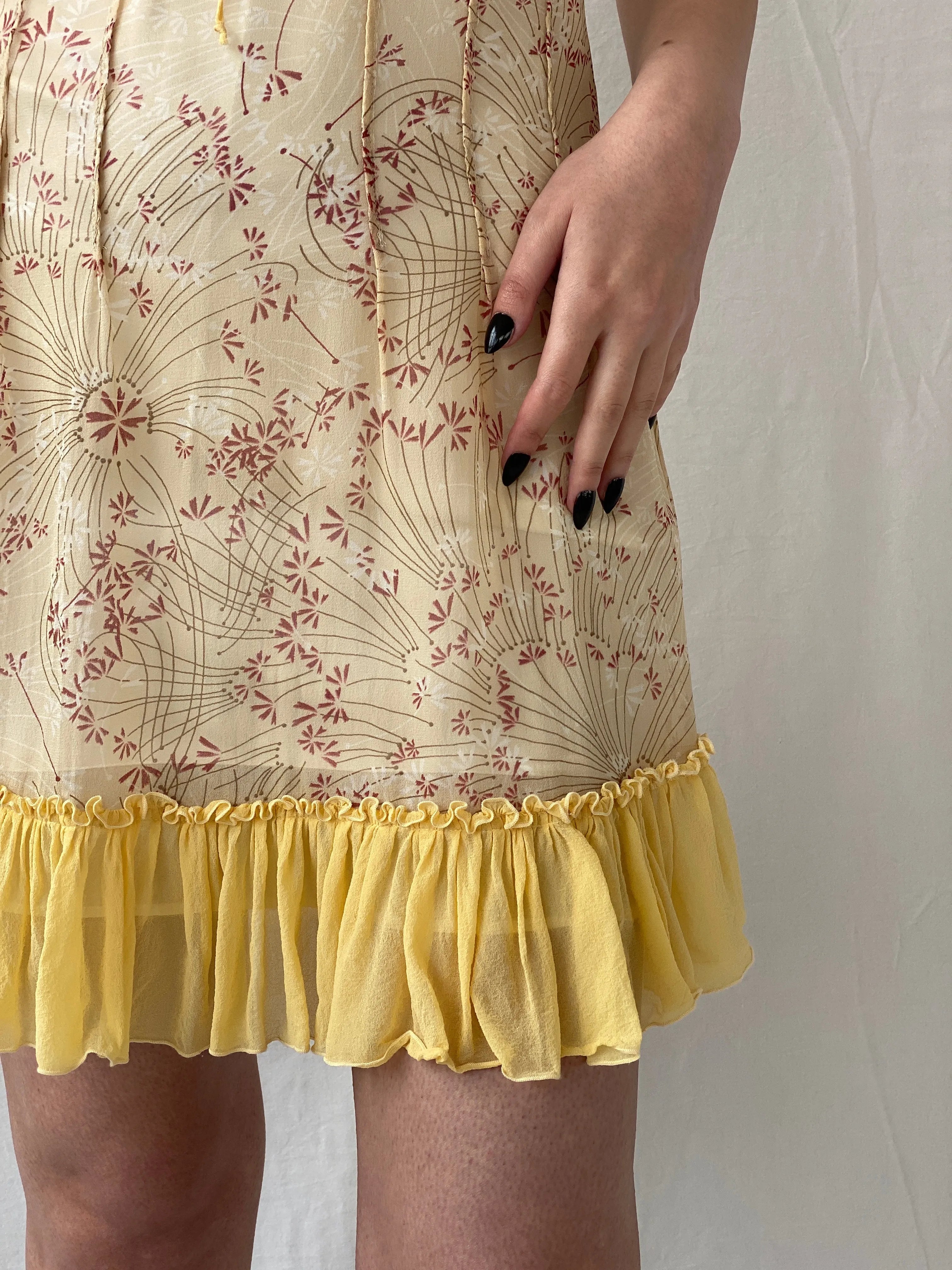Beautiful Sportmax Code by Max Mara Yellow Floral Sleeveless Coquette Silk Sheer Dress - S - Balagan Vintage Midi Dress Ayah, dress, floral dress, midi dress, rare find, rare vintage
