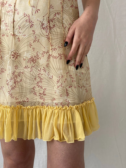 Beautiful Sportmax Code by Max Mara Yellow Floral Sleeveless Coquette Silk Sheer Dress - S - Balagan Vintage Midi Dress Ayah, dress, floral dress, midi dress, rare find, rare vintage