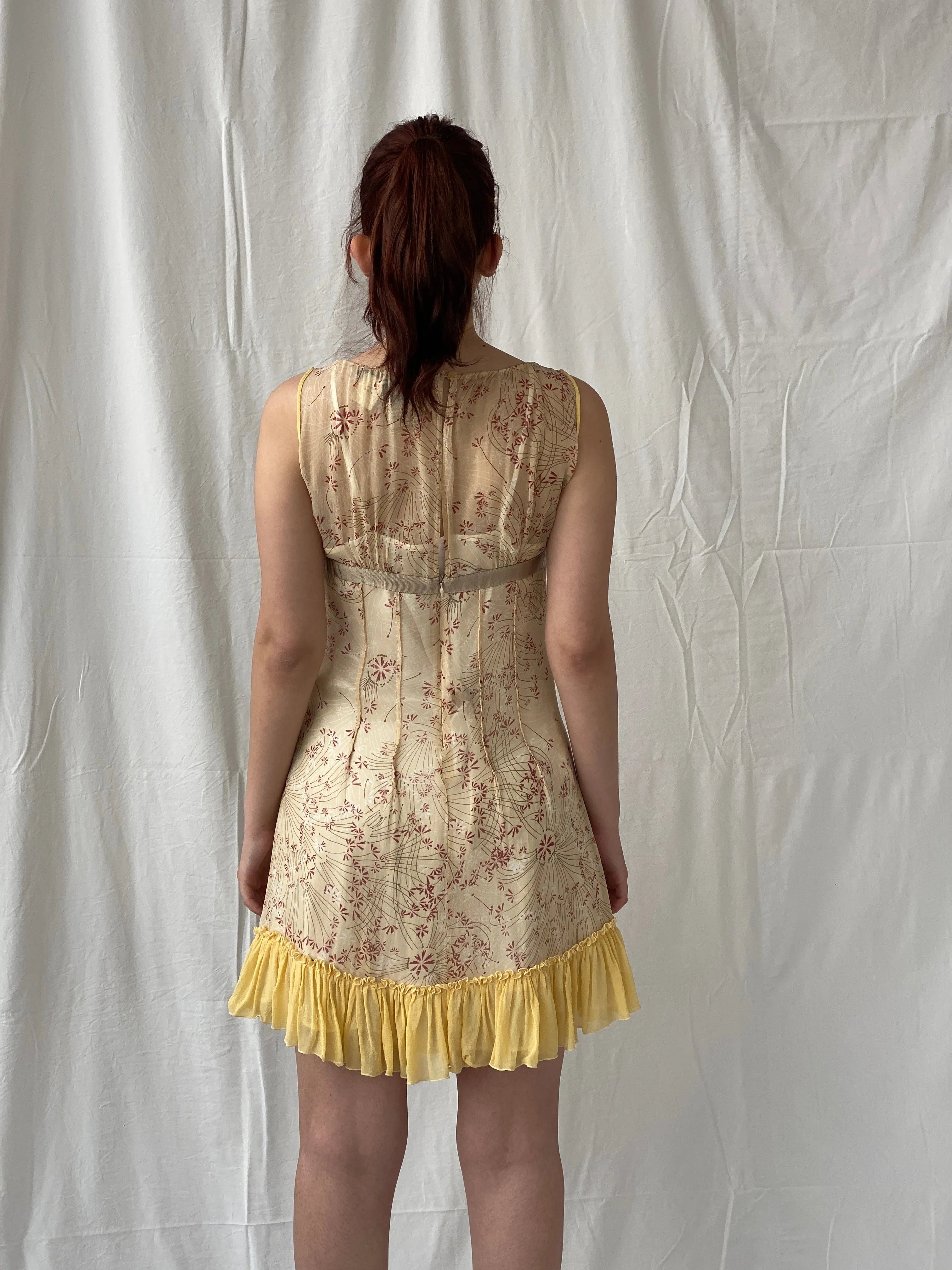 Beautiful Sportmax Code by Max Mara Yellow Floral Sleeveless Coquette Silk Sheer Dress - S - Balagan Vintage Midi Dress Ayah, dress, floral dress, midi dress, rare find, rare vintage
