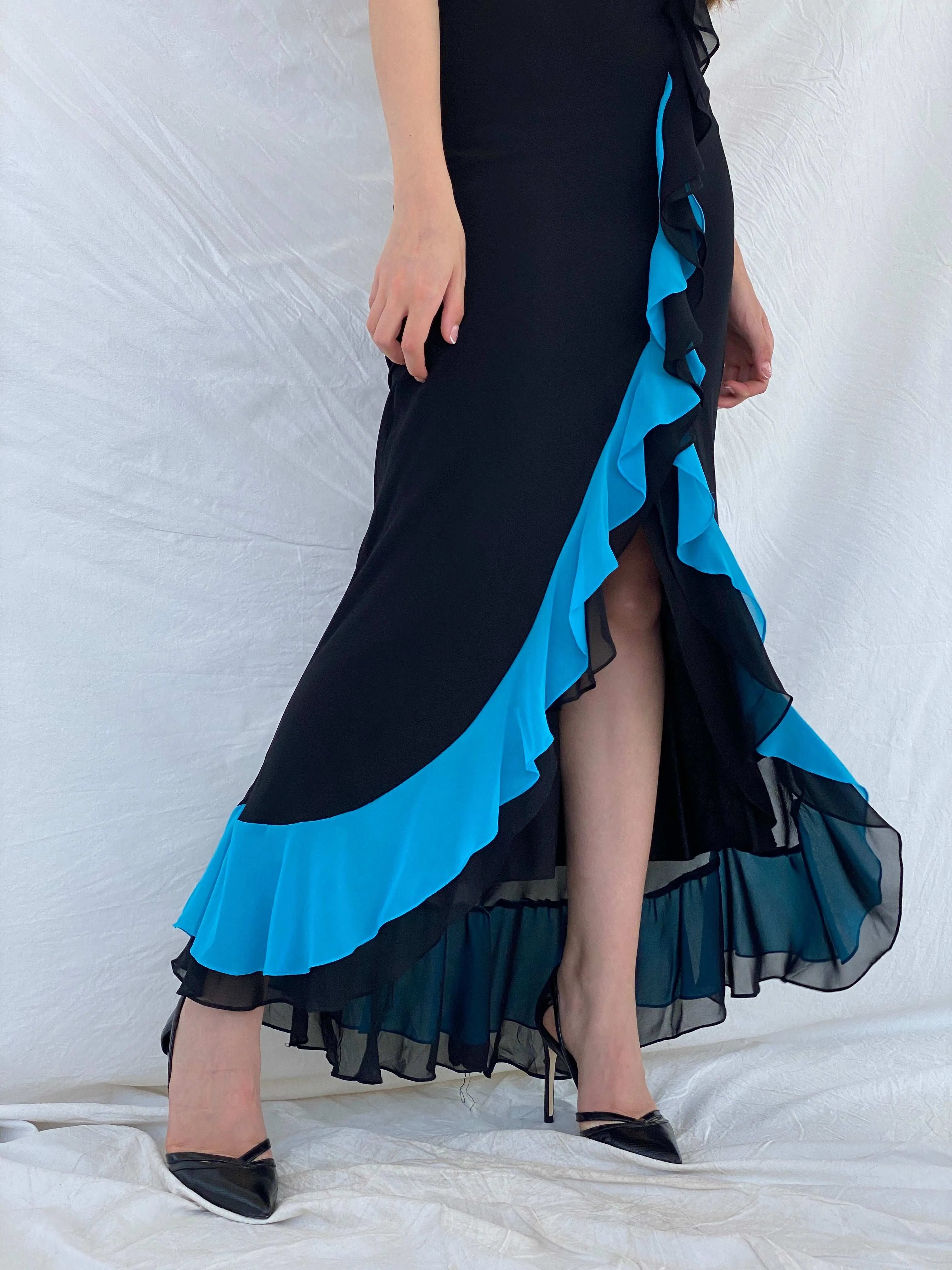 Beautiful Vintage Cicci USA Silk Ruffle Bottom Maxi Dress - S/M - Balagan Vintage Maxi Dress 00s, 90s, formal gown, gown, maxi dress, Mira, Wedding Guest