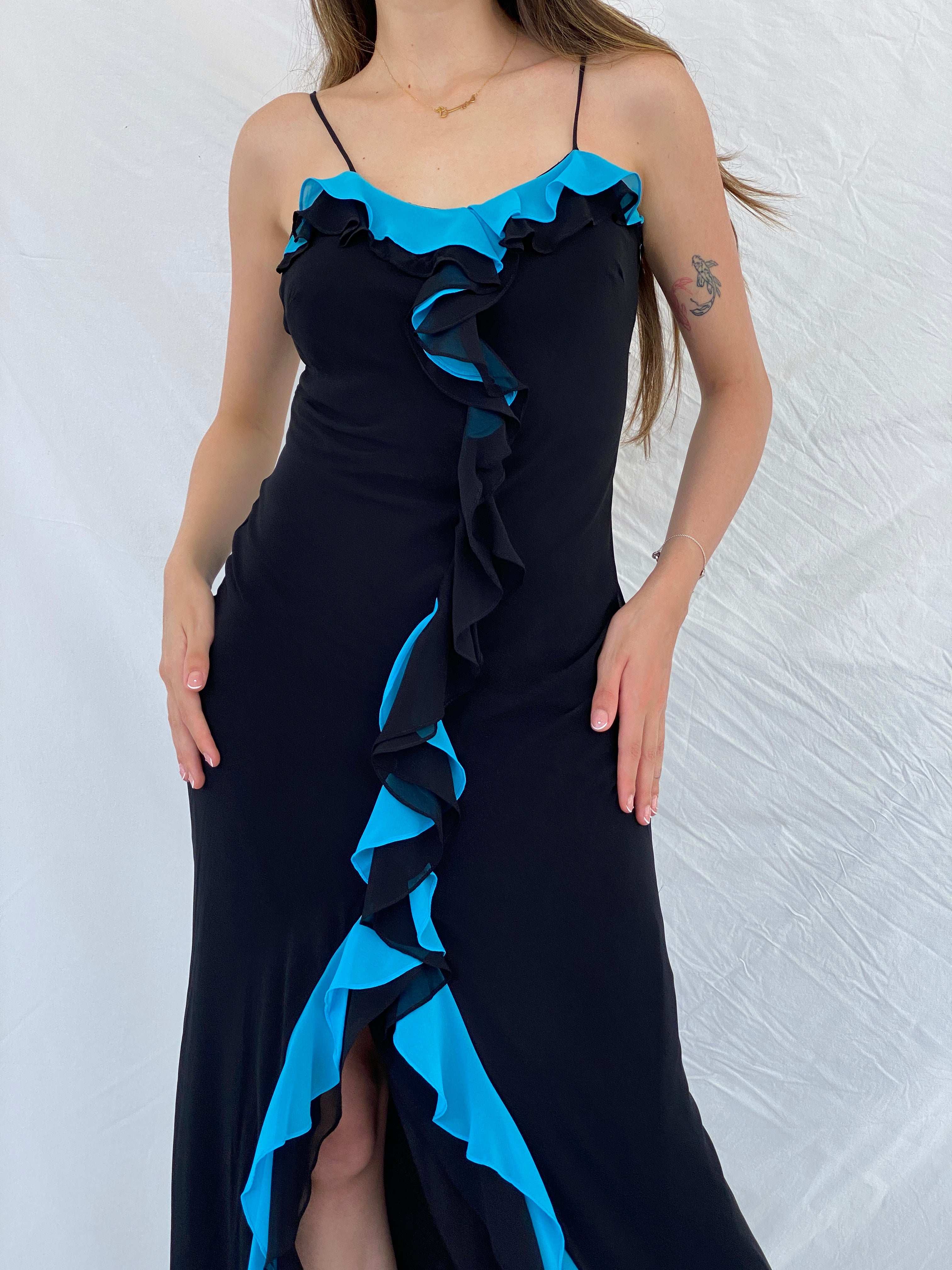 Beautiful Vintage Cicci USA Silk Ruffle Bottom Maxi Dress - S/M - Balagan Vintage Maxi Dress 00s, 90s, formal gown, gown, maxi dress, Mira, Wedding Guest