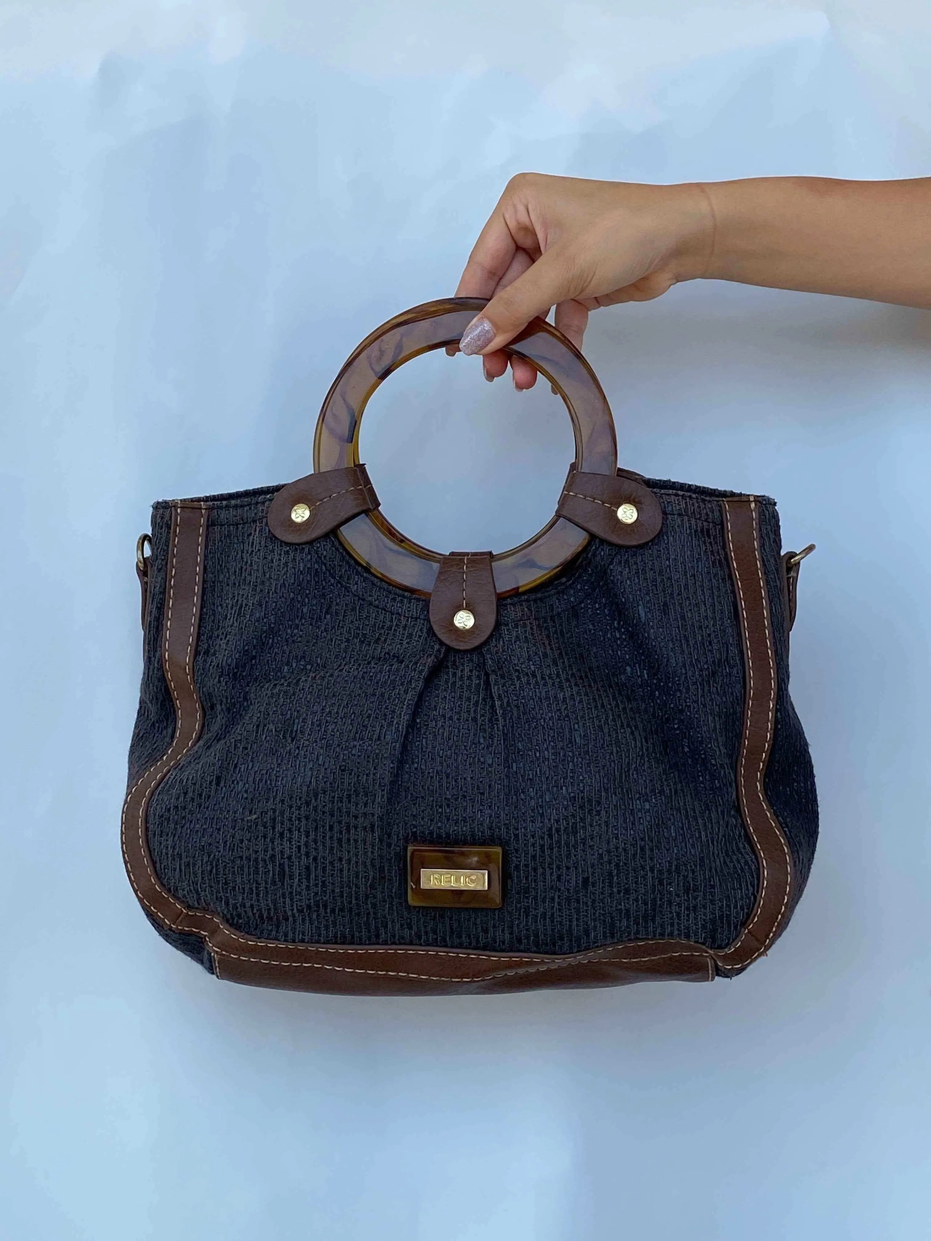 Beautiful Y2K Relic Wooden Handle Handbag - Balagan Vintage Handbags 00s, 90s, handbag