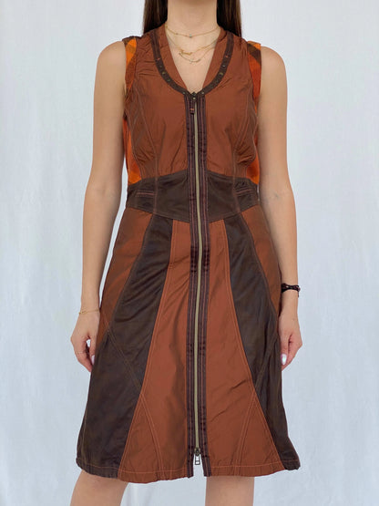 BIBA Patchwork Brown Midi Dress Size M - Balagan Vintage Midi Dress 90s, dress, Juana, midi dress
