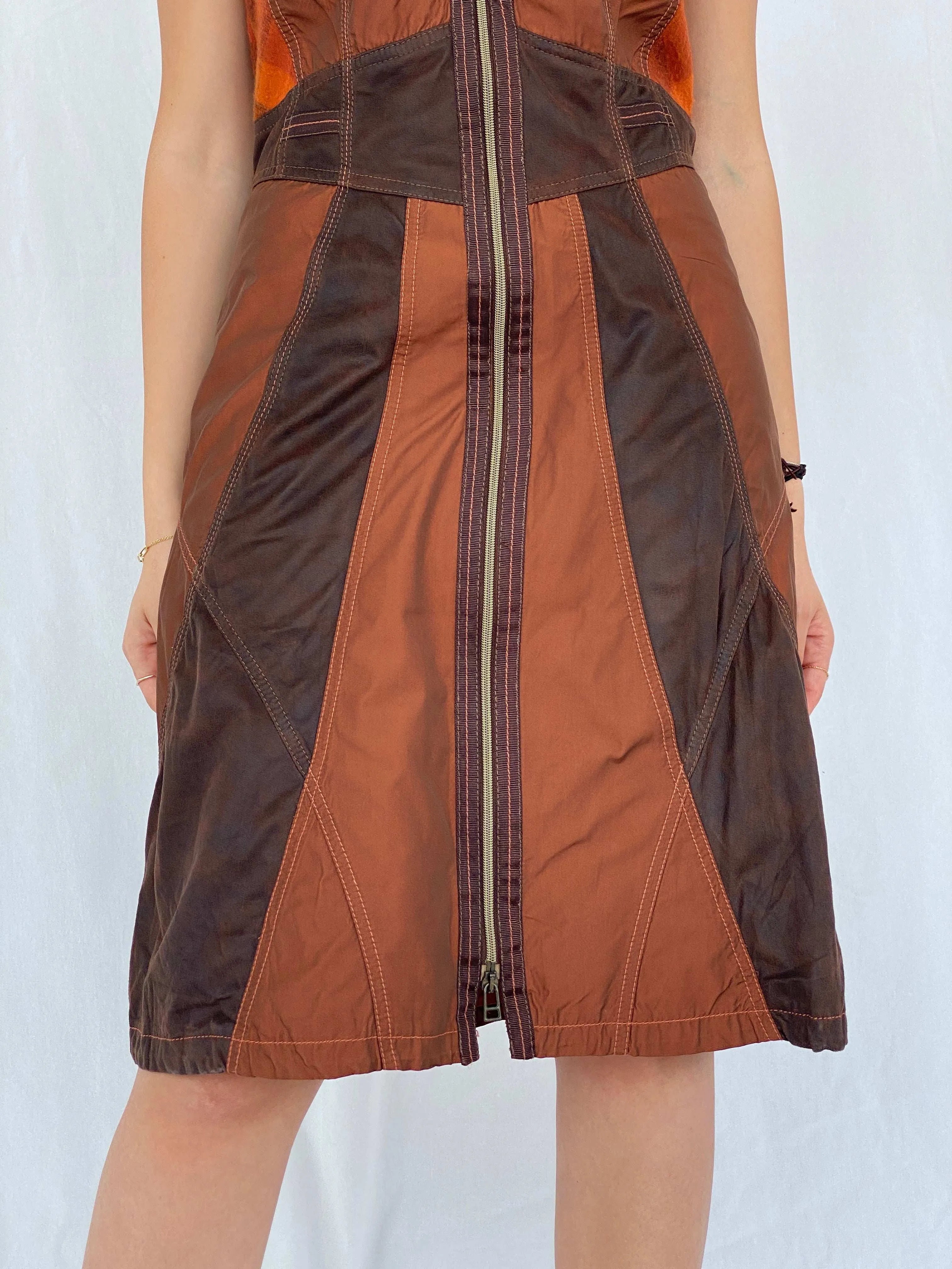 BIBA Patchwork Brown Midi Dress Size M - Balagan Vintage Midi Dress 90s, dress, Juana, midi dress