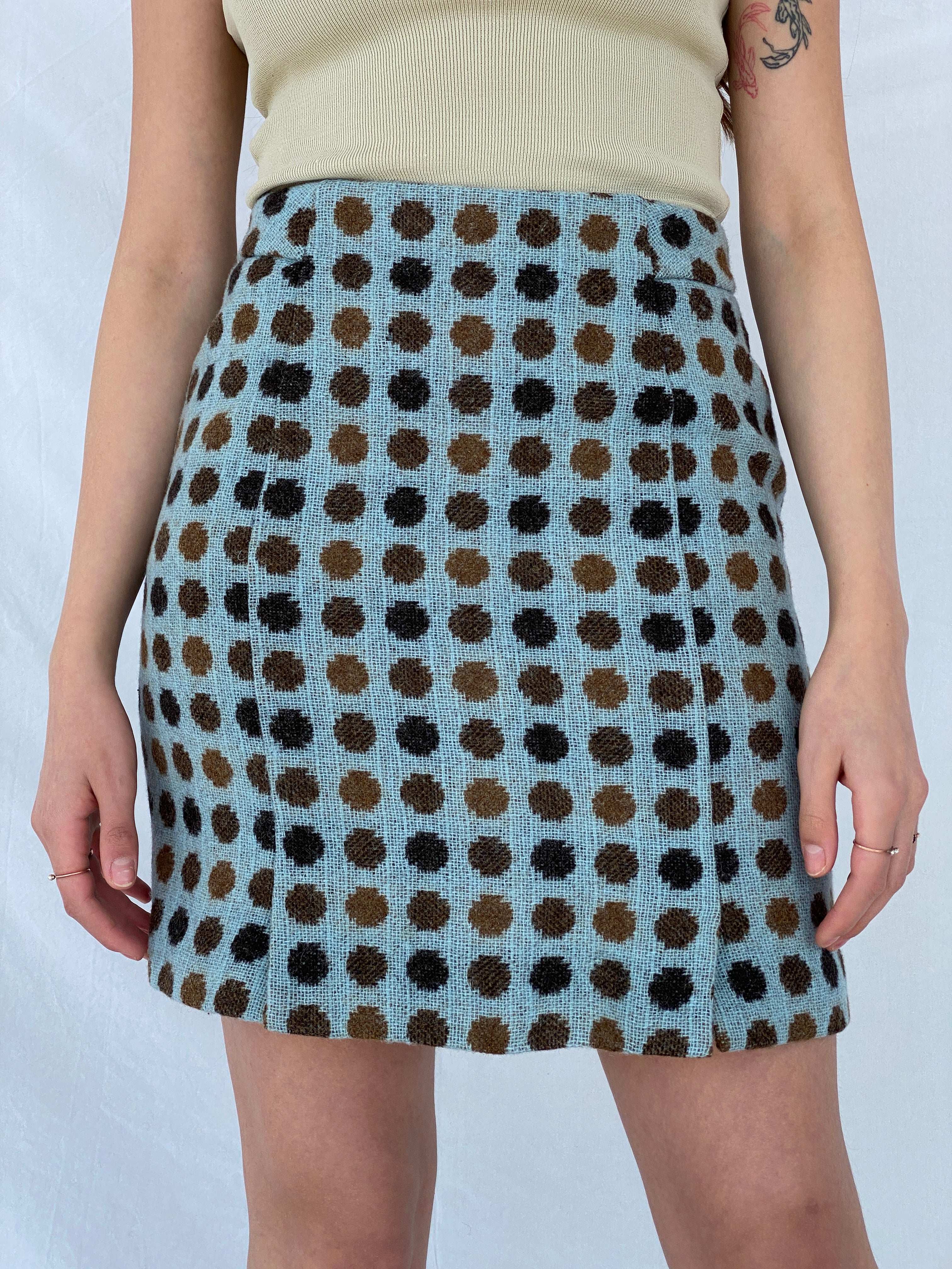 Boden - British Tweed by Moon Mini Polka Dots Skirt - Balagan Vintage Mini Skirt 00s, 90s, mini skirt, Mira