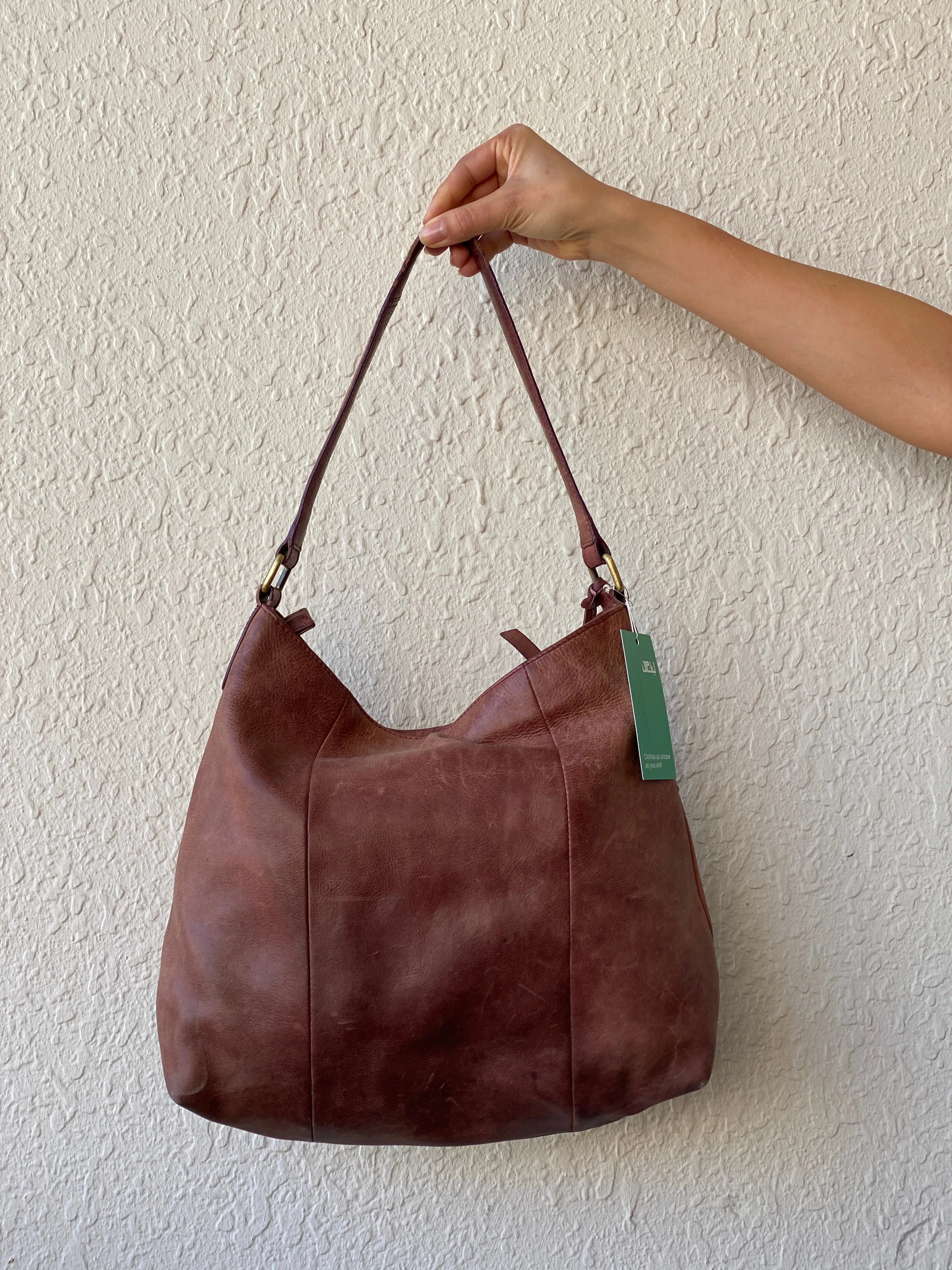 BURKELY Every Day Genuine Brown Leather Shoulder Bag - Balagan Vintage Handbags 90s, bag, brown leather, genuine leather, shoulder bag