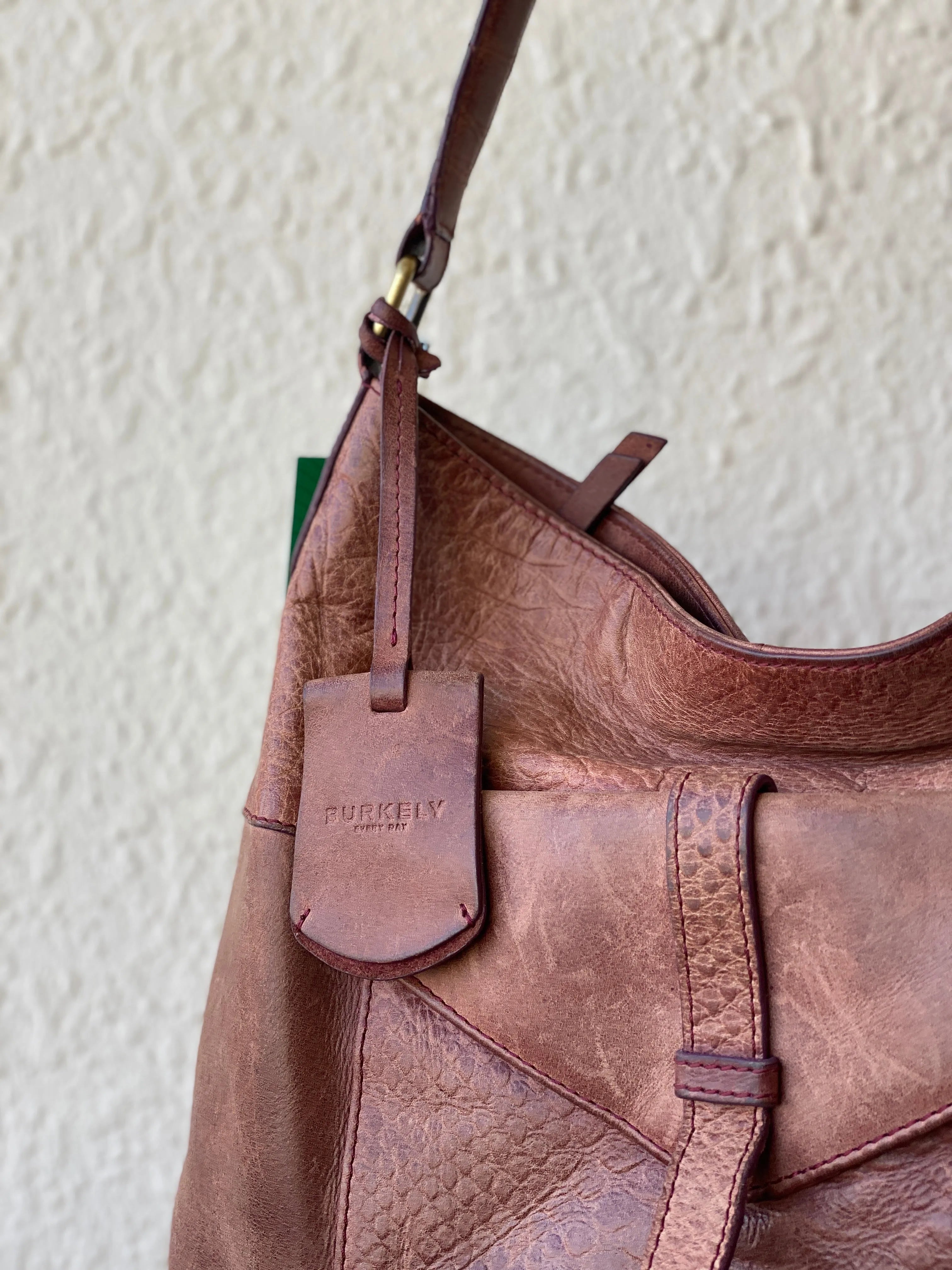 BURKELY Every Day Genuine Brown Leather Shoulder Bag - Balagan Vintage Handbags 90s, bag, brown leather, genuine leather, shoulder bag