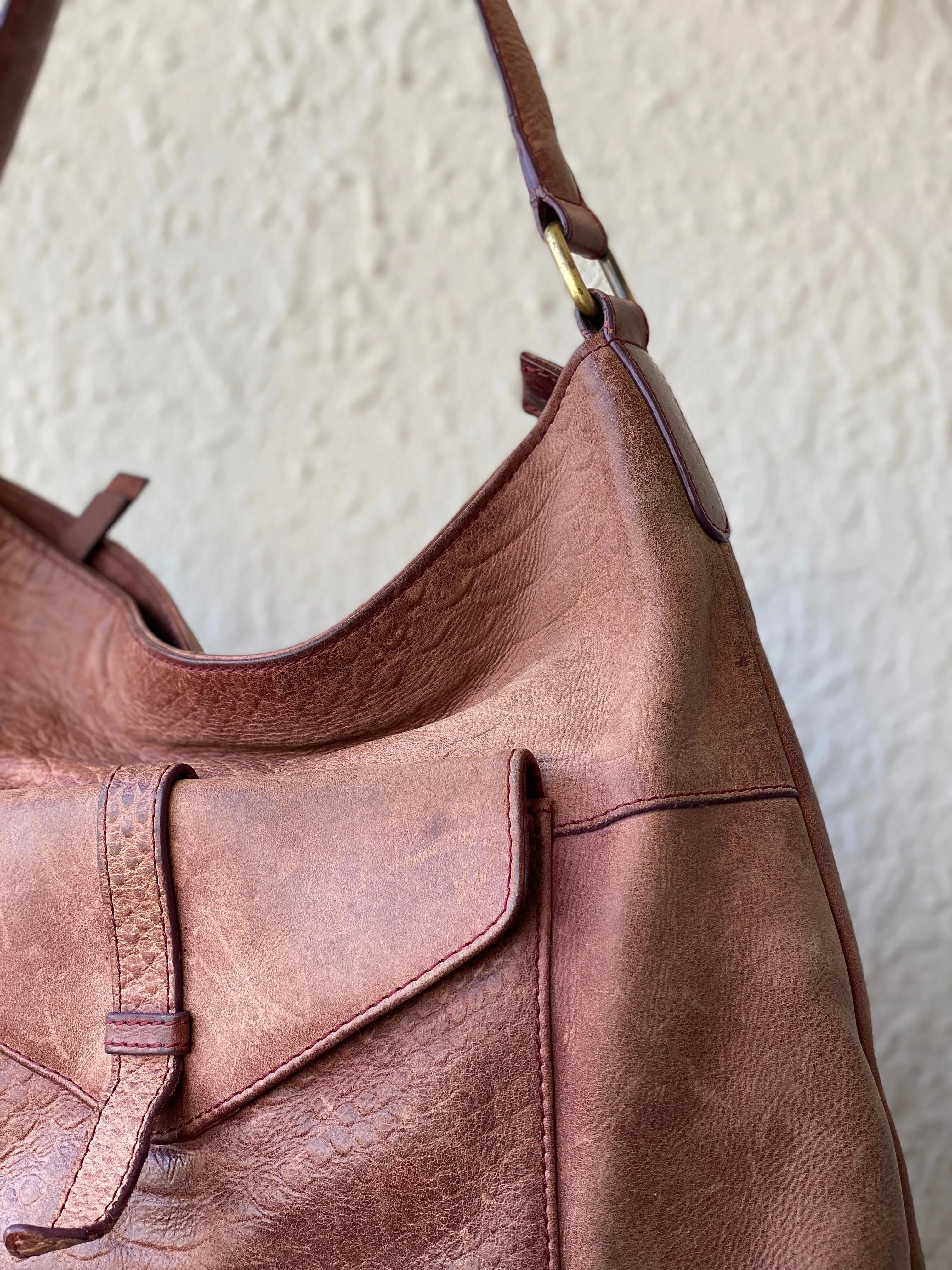 BURKELY Every Day Genuine Brown Leather Shoulder Bag - Balagan Vintage Handbags 90s, bag, brown leather, genuine leather, shoulder bag