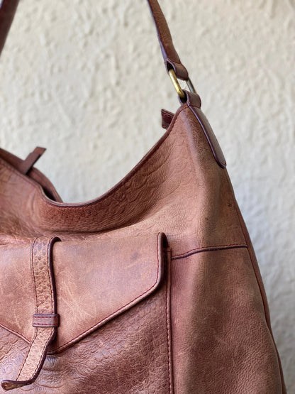 BURKELY Every Day Genuine Brown Leather Shoulder Bag - Balagan Vintage Handbags 90s, bag, brown leather, genuine leather, shoulder bag