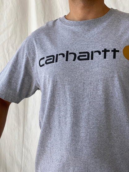 Carhartt Core Logo Men’s Loose Fit Gray Heavyweight Cotton T-shirt - M - Balagan Vintage Half Sleeve Top 90s, cotton, men top, NEW IN, Ramez, summer